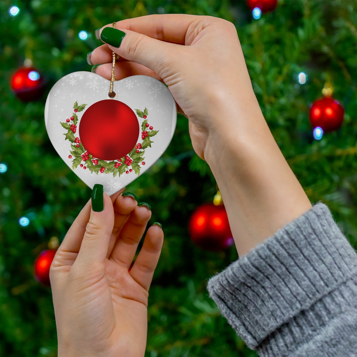 Berry Red - Ceramic Ornament, 4 Shapes