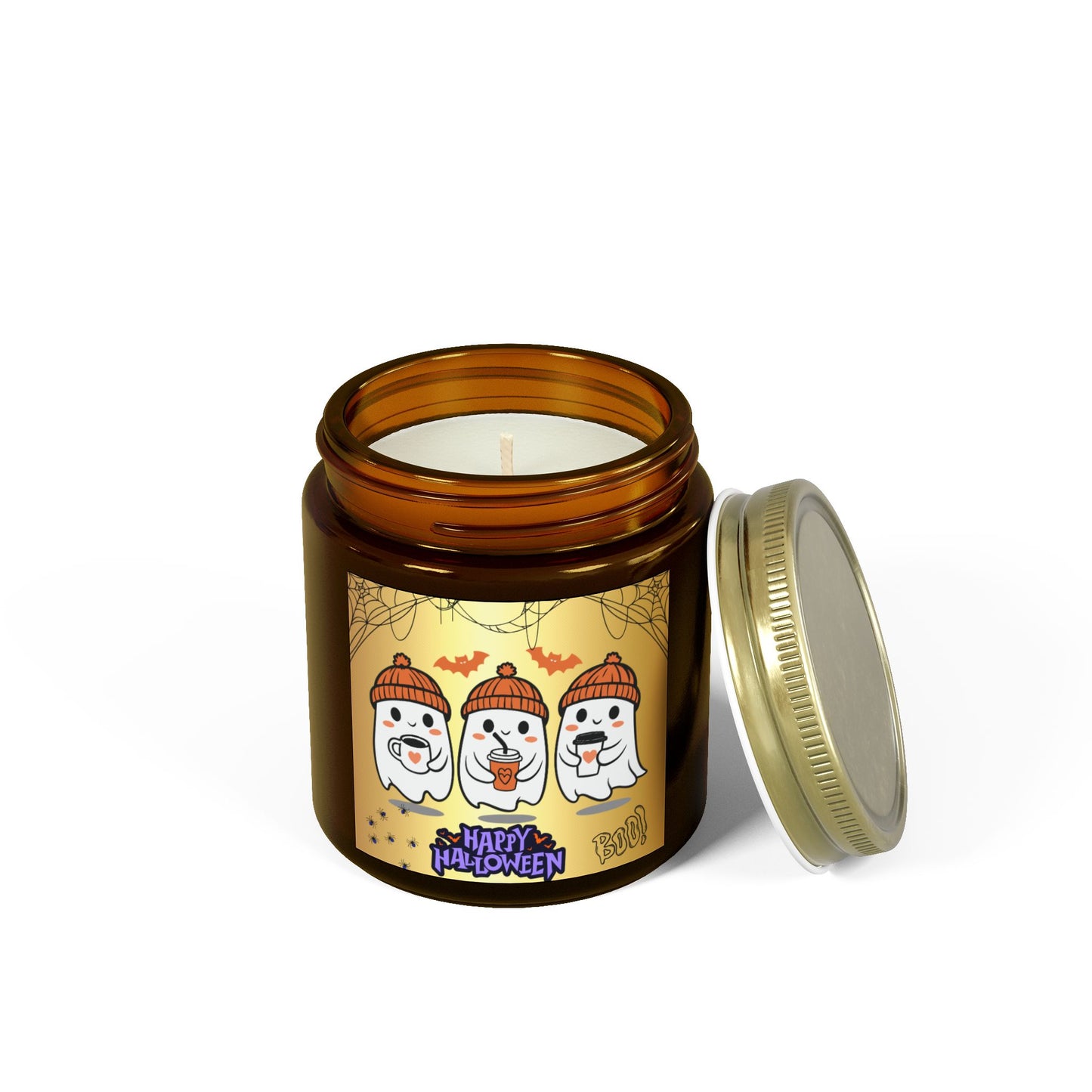 Cute Halloween Ghosts - Scented Candles, Coconut Apricot Wax (4oz, 9oz)