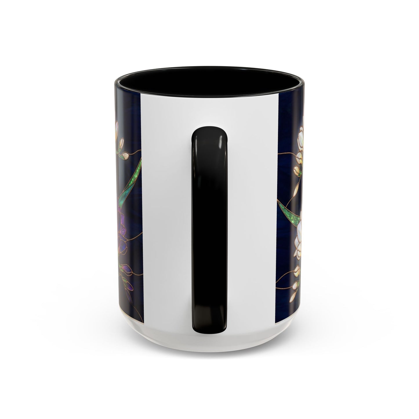 Freesia Floral Accent Coffee Mug — Stained Glass Design (11/15 oz) - 14566