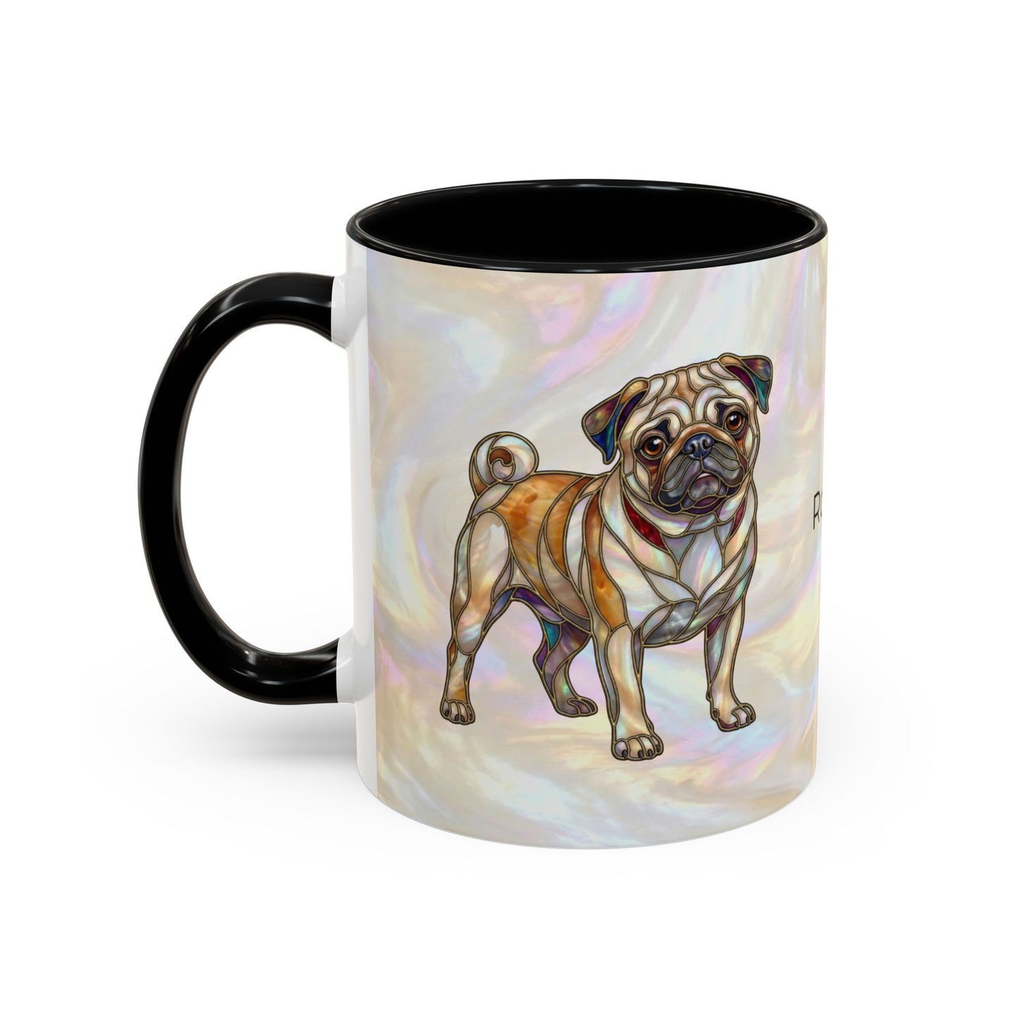 Personalized Pug Accent Coffee Mug –  Stained Glass Design (11/15oz) - 14547