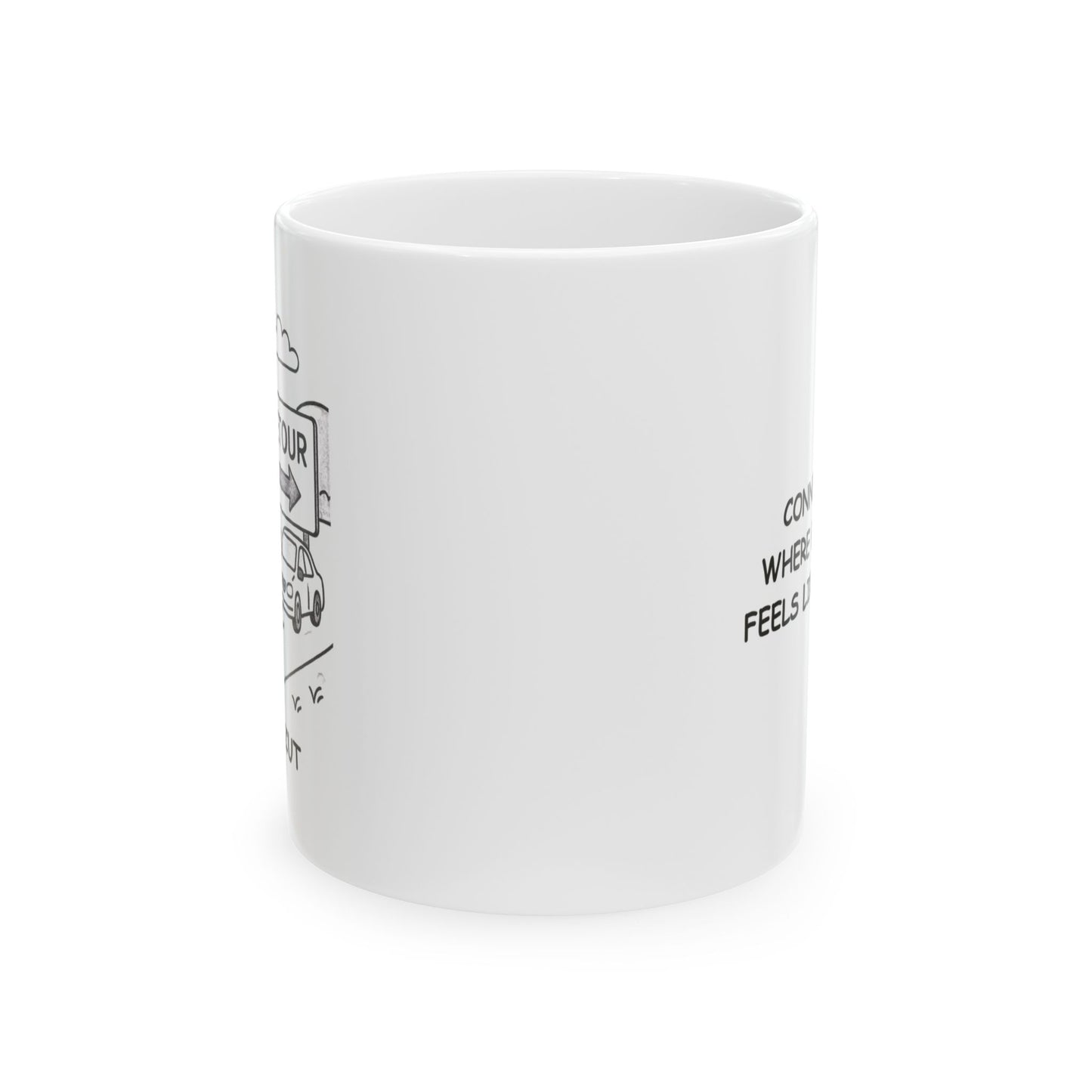 "Connecticut: Where every road feels like a detour." Ceramic Mug, Funny Gift for Coffee Lovers, 11oz 15oz - 13843