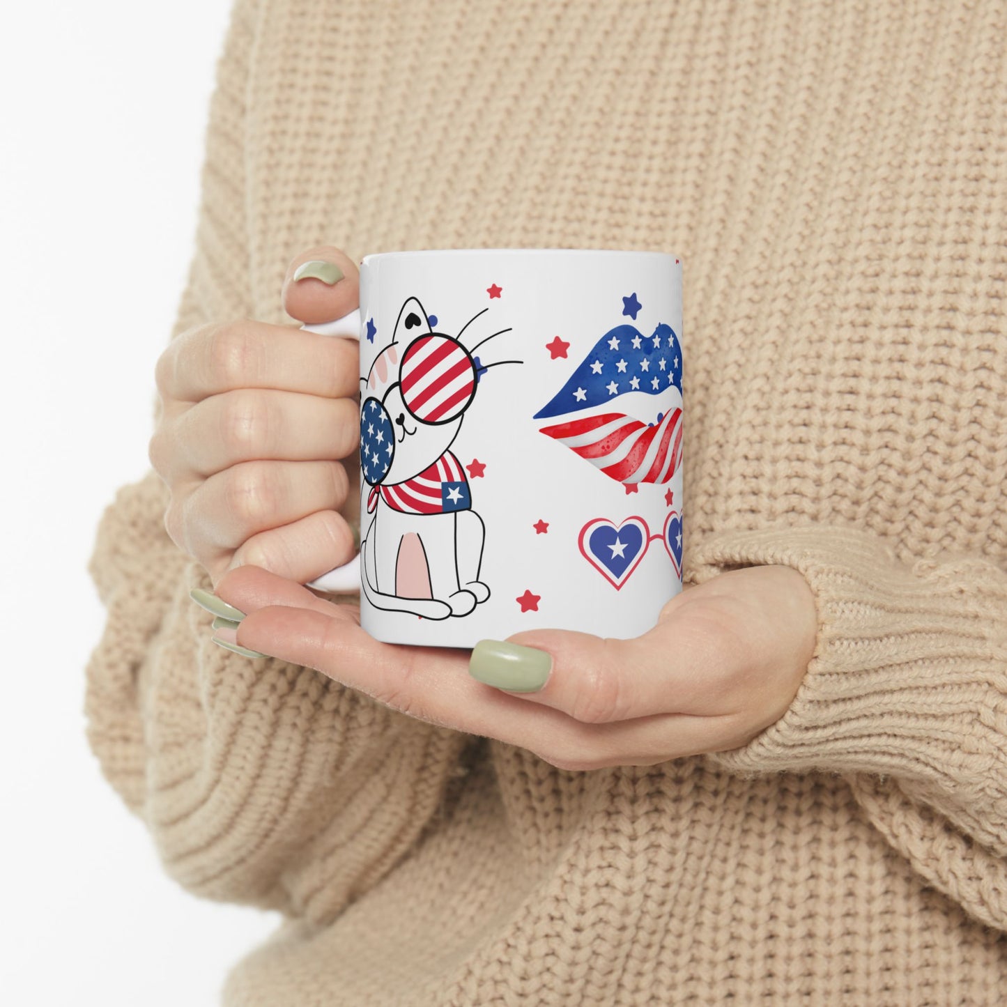 July 4, Cat's Kiss - Ceramic Mug, (11oz, 15oz) - 10586