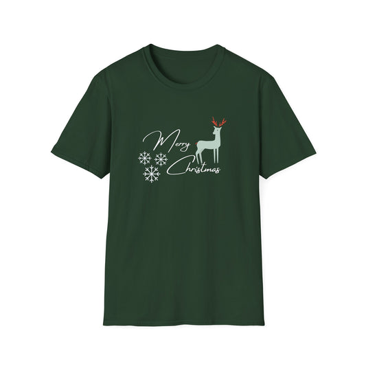 Reindeer, Merry Christmas - Unisex Softstyle T-Shirt - 10200