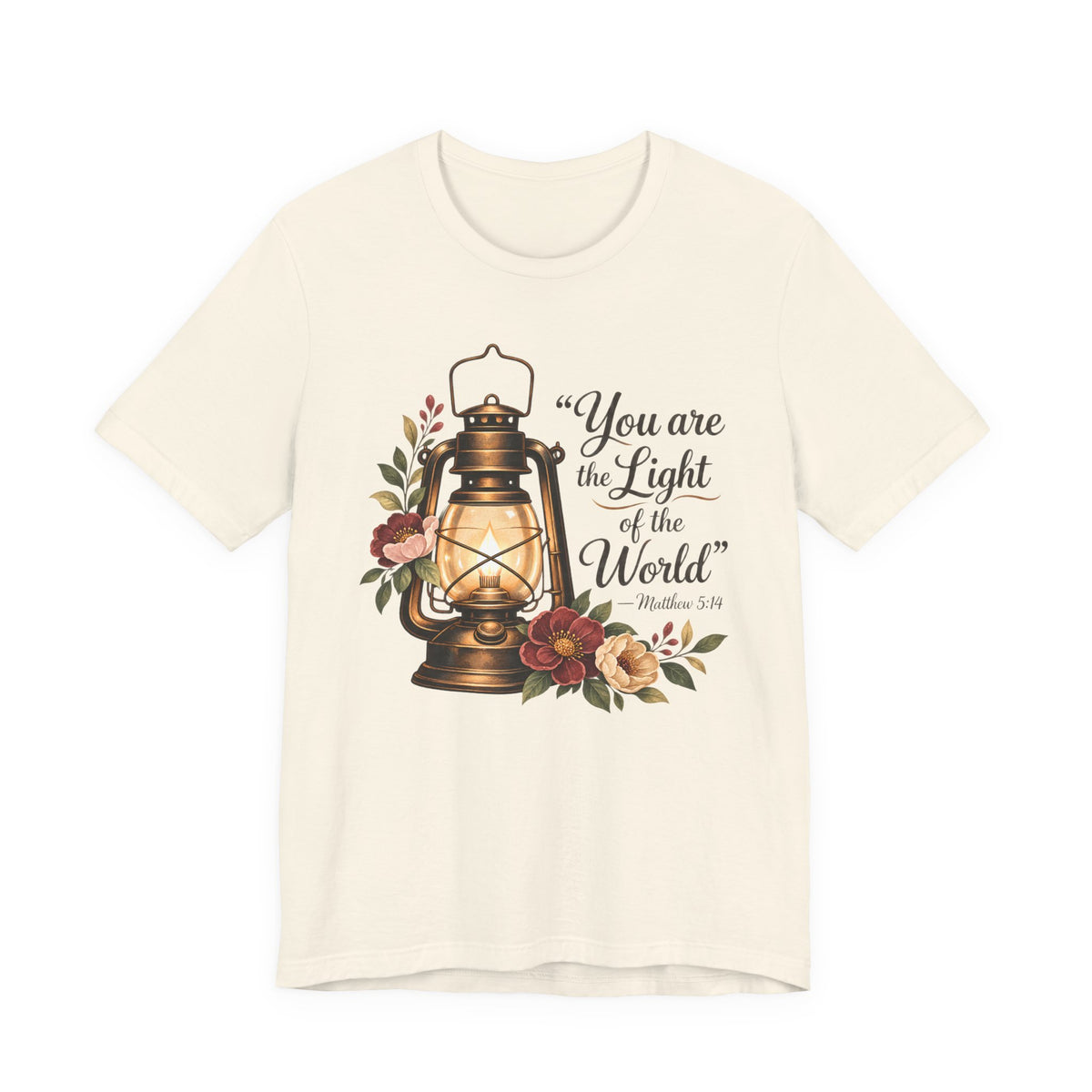 You Are the Light of the World T-Shirt, Vintage Floral Lantern Christian Tee - 14555