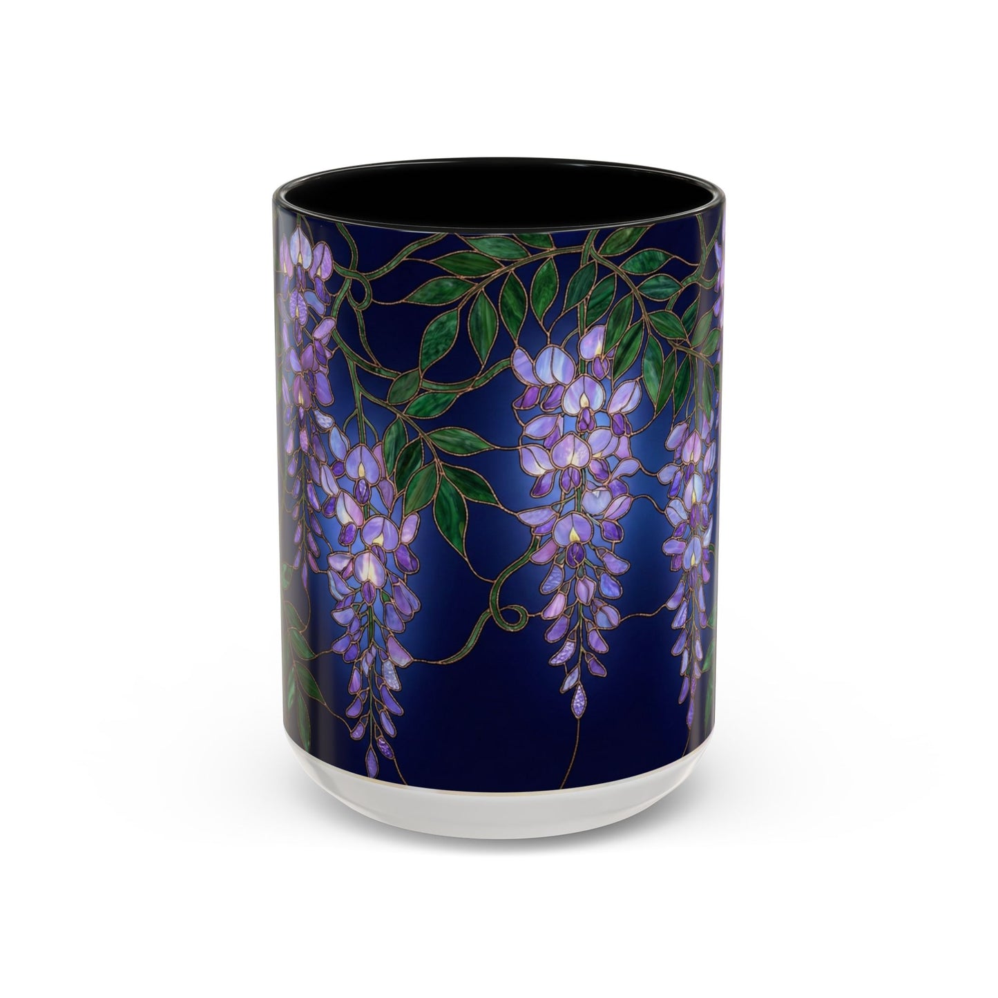 Wisteria Bloom Accent Coffee Mug — Stained Glass Design 11/15oz - 14589