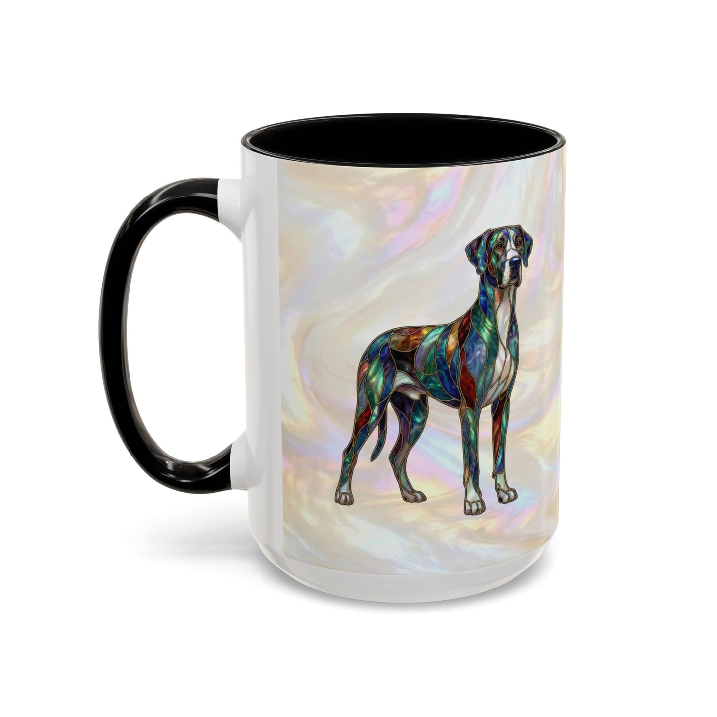 Personalized Great Dane Dog Mug — Stained Glass Design (11/15 oz) - 14550