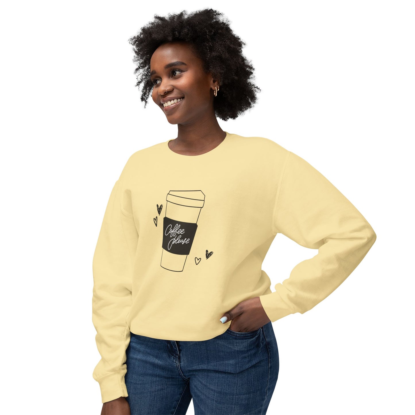 Coffee Please - Unisex Lightweight Crewneck Sweatshirt - 11285