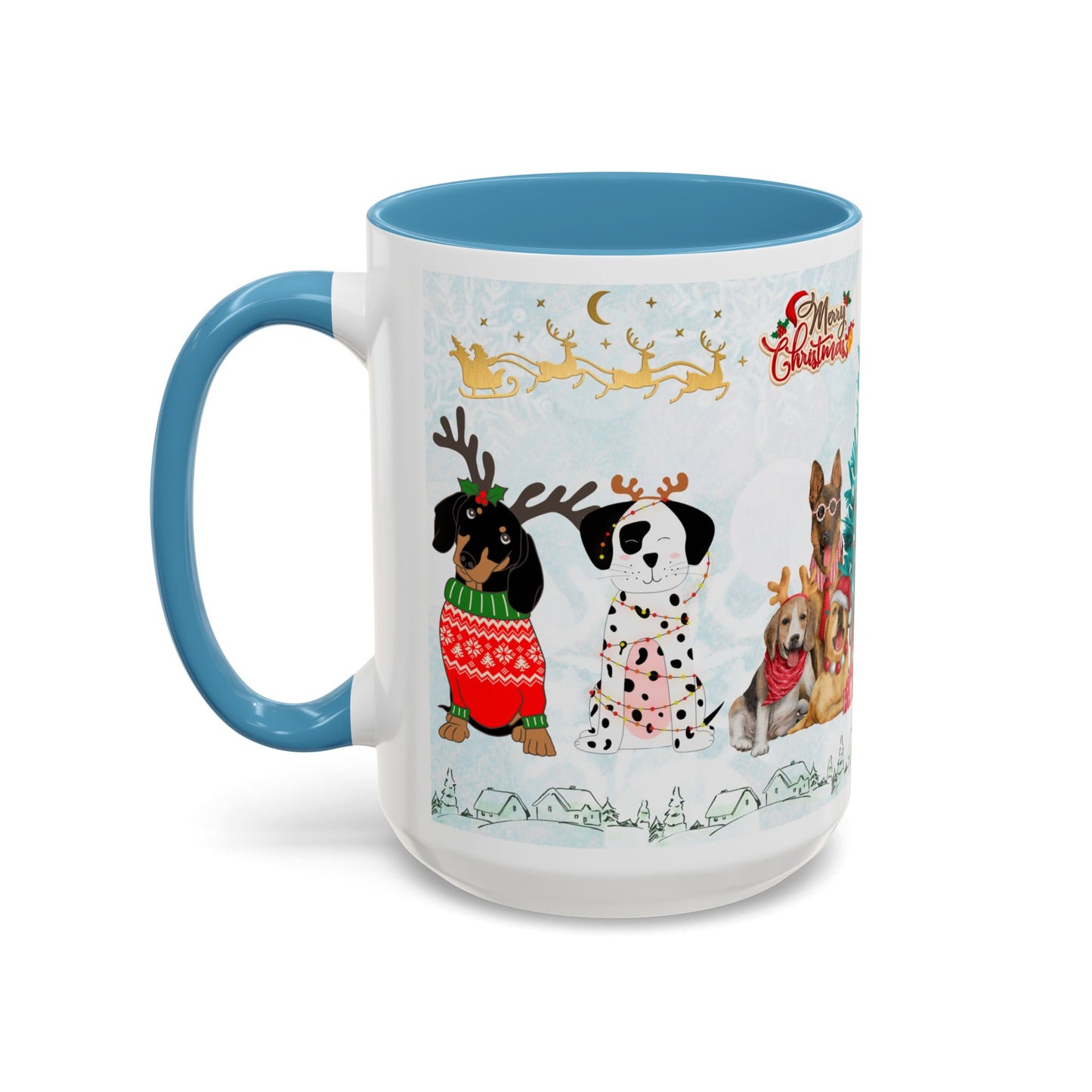 Merry Christmas Dogs - Accent Coffee Mug (11, 15oz)