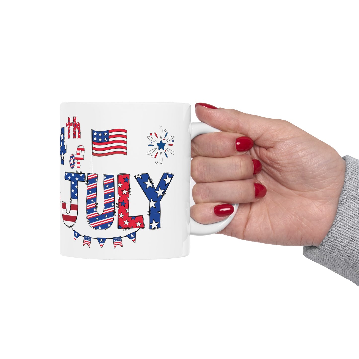 July 4, Eagle - Ceramic Mug, (11oz, 15oz)