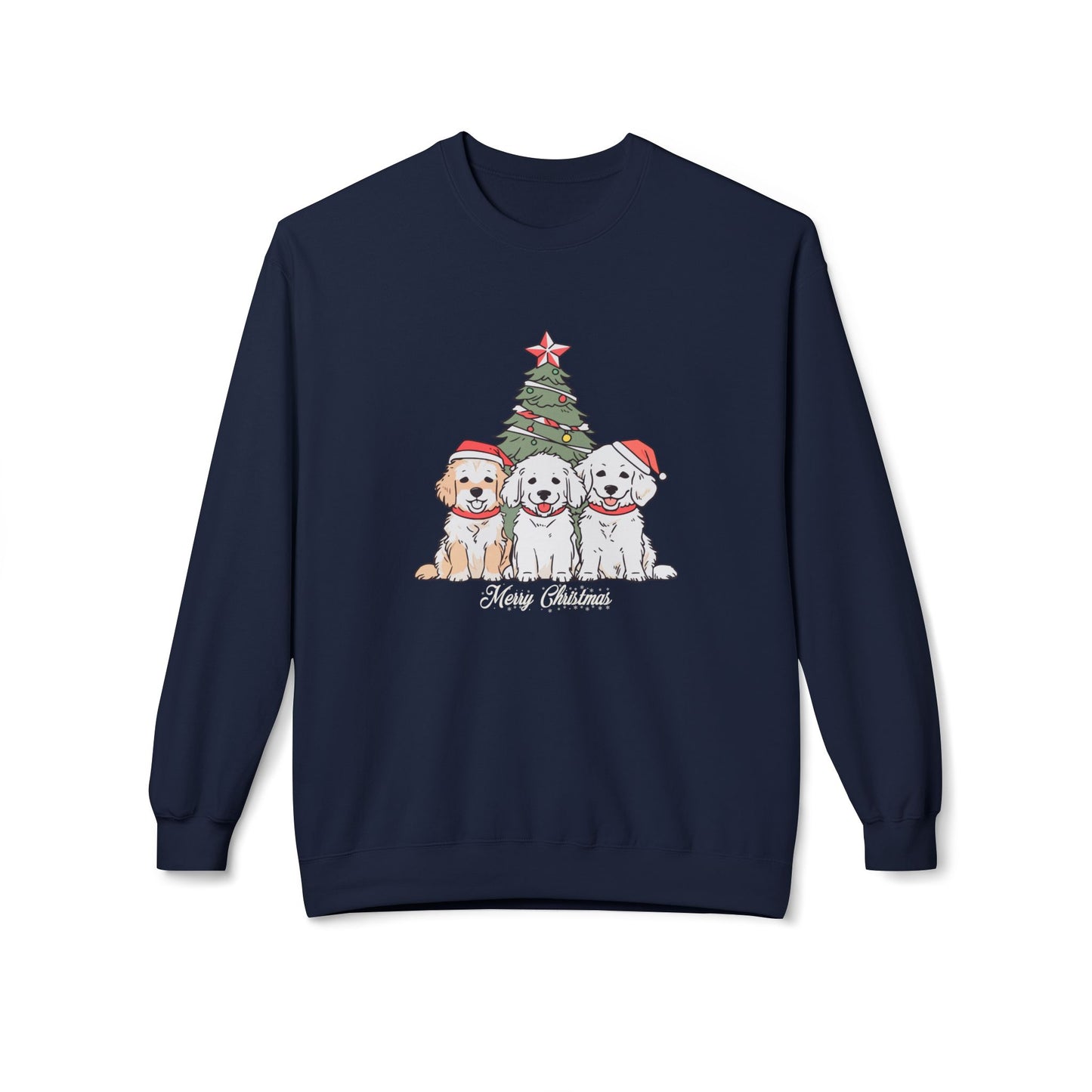 Merry Christmas, Puppies - Unisex Midweight Softstyle Fleece Crewneck Sweatshirt - 10264