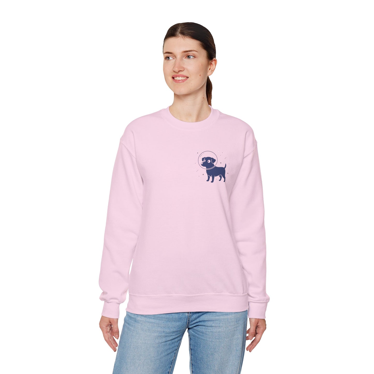 Dog in Space Crewneck Sweatshirt – Space Puppy Graphic Pullover - 14678