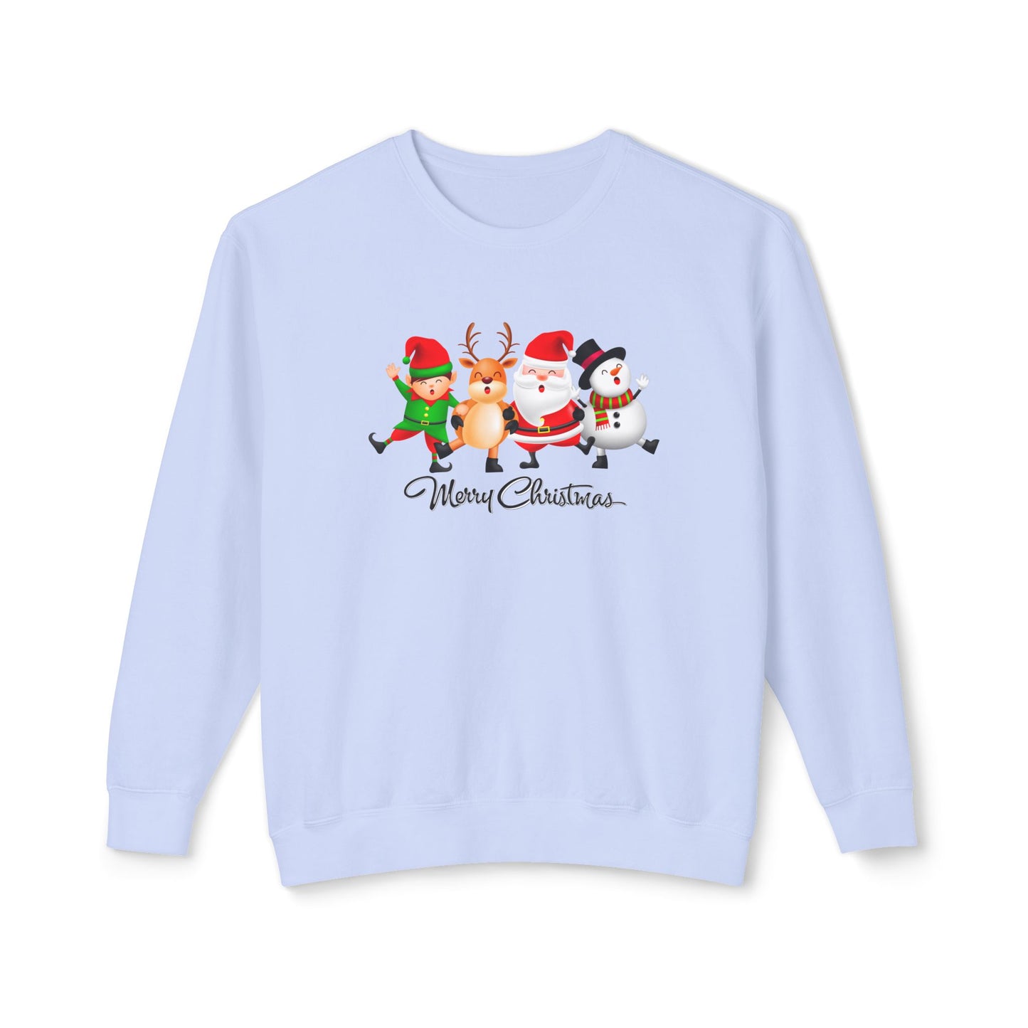 Santa, Snowman, Reindeer & Elf - Unisex Lightweight Crewneck Sweatshirt - 10372