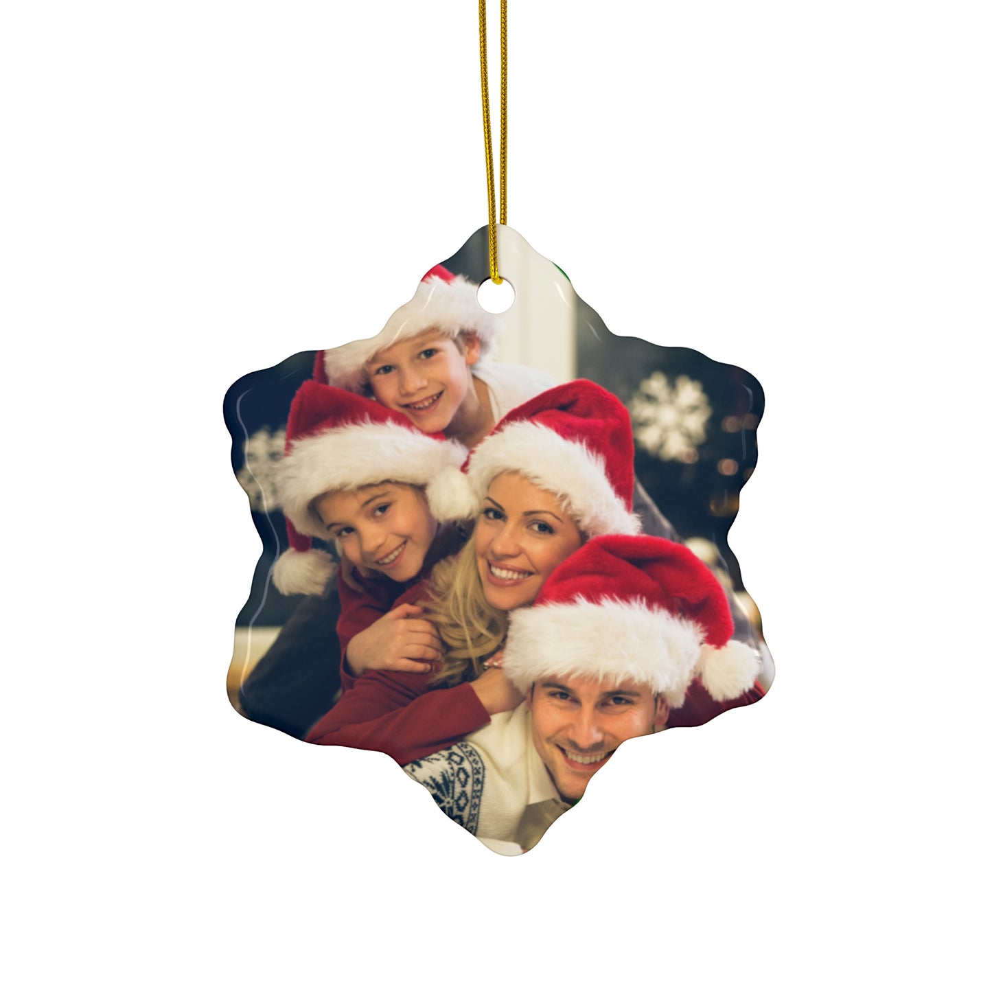 Christmas, Family Photo - Ceramic Ornament, 4 Shapes