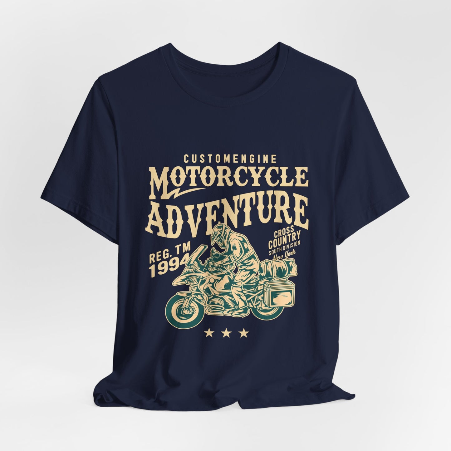 Custom Engine, Motorcycle Adventure - Unisex Jersey Short Sleeve Tee