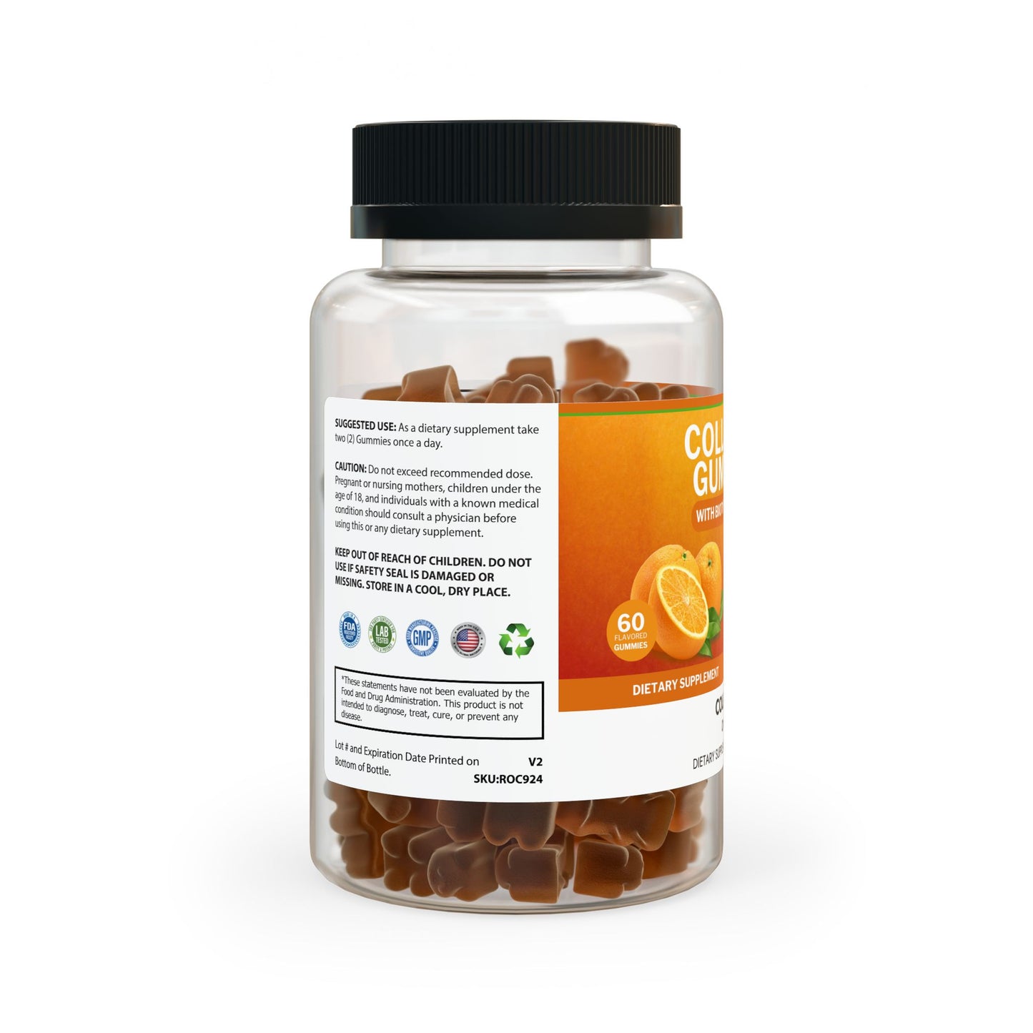 Orange Flavored Collagen Gummies (60 Gummies) - 11856