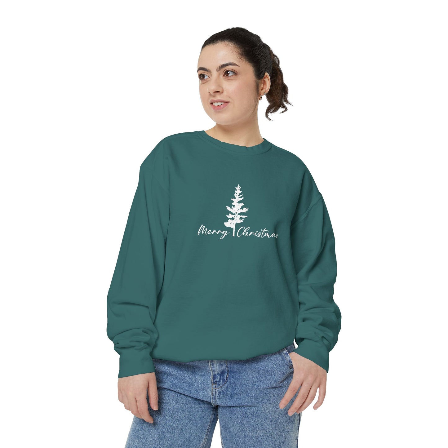 Tree, Merry Christmas - Unisex Garment-Dyed Sweatshirt - 10395