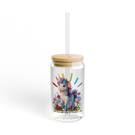 Chase Rainbows, Find Unicorns,  Customizable - Sipper Glass, 16oz - 10864