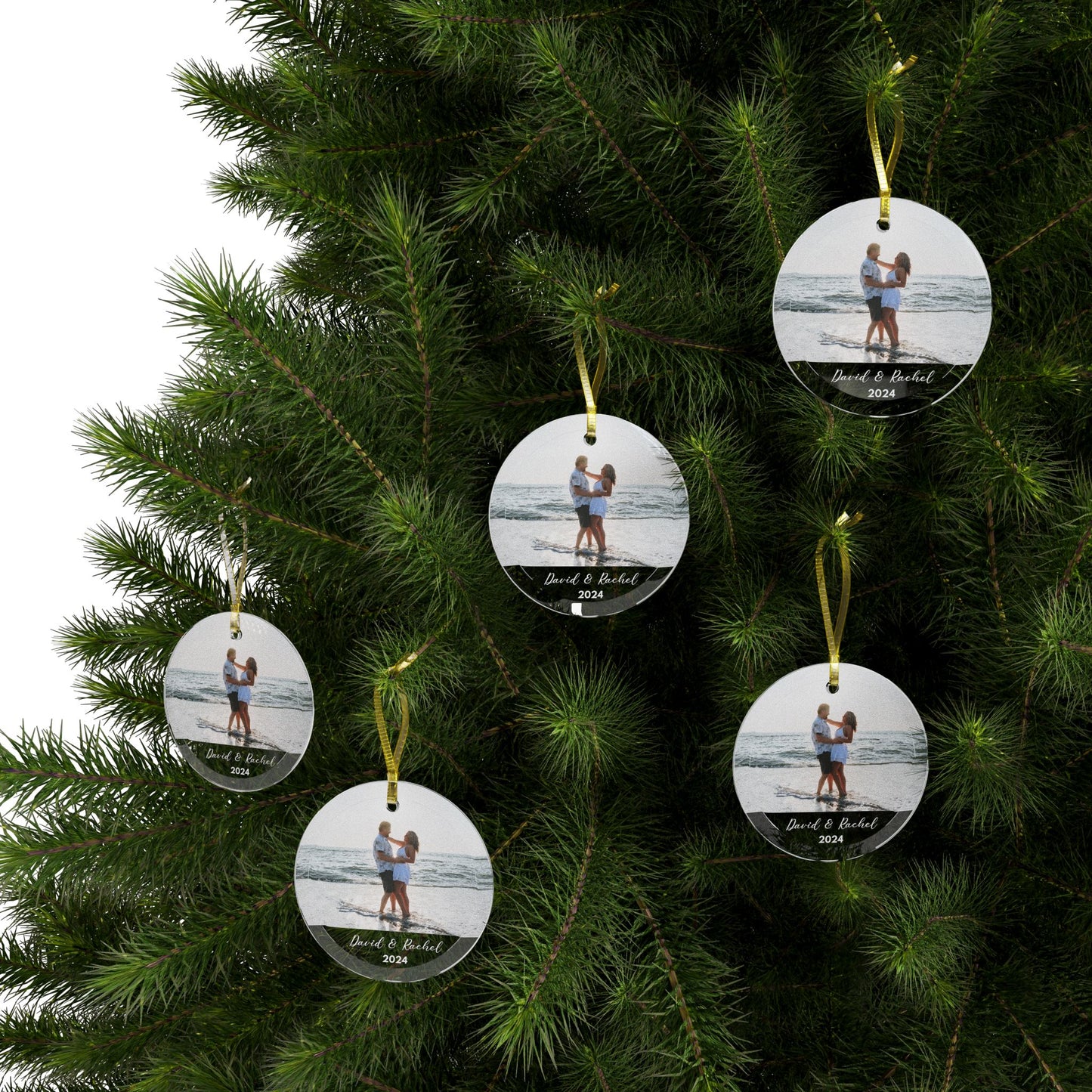 Christmas: Couple's Photo, Customizable -  Glass Ornaments - 10245