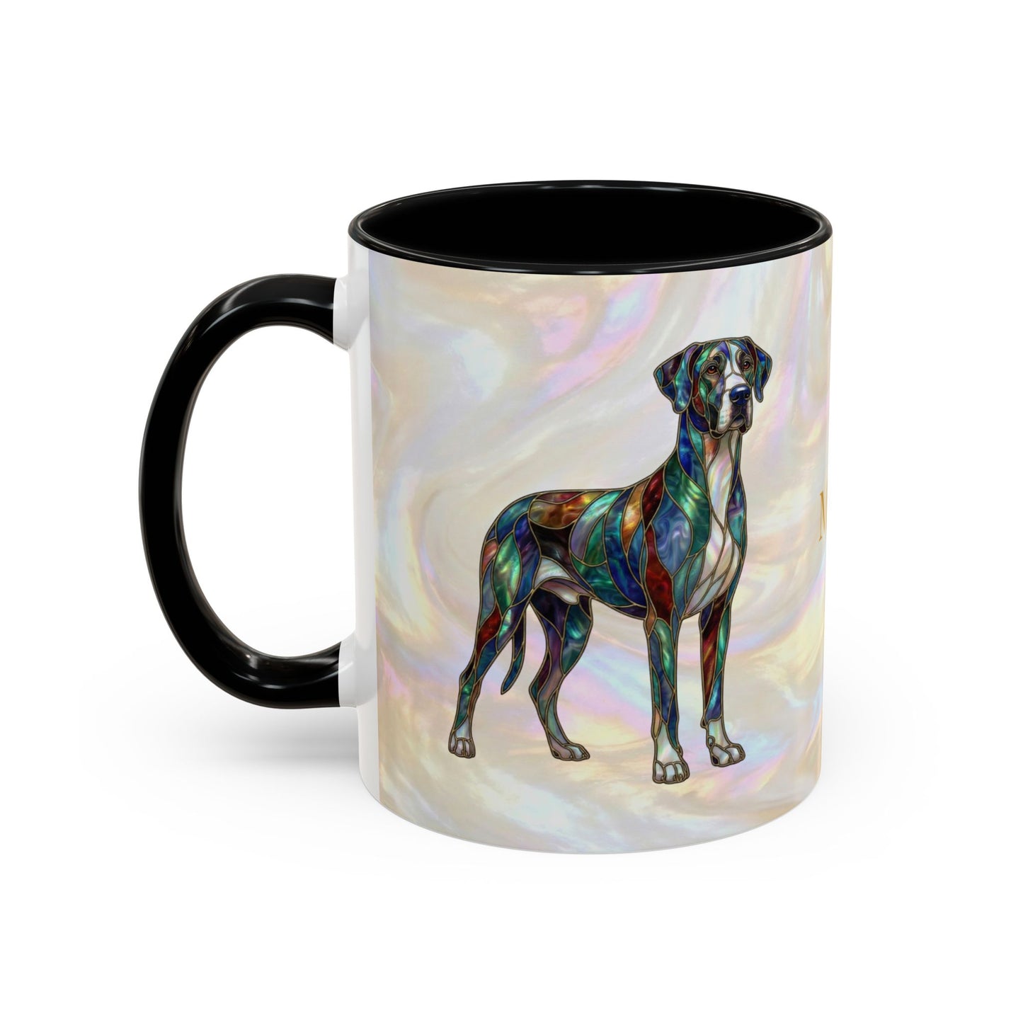 Personalized Great Dane Dog Mug — Stained Glass Design (11/15 oz) - 14550