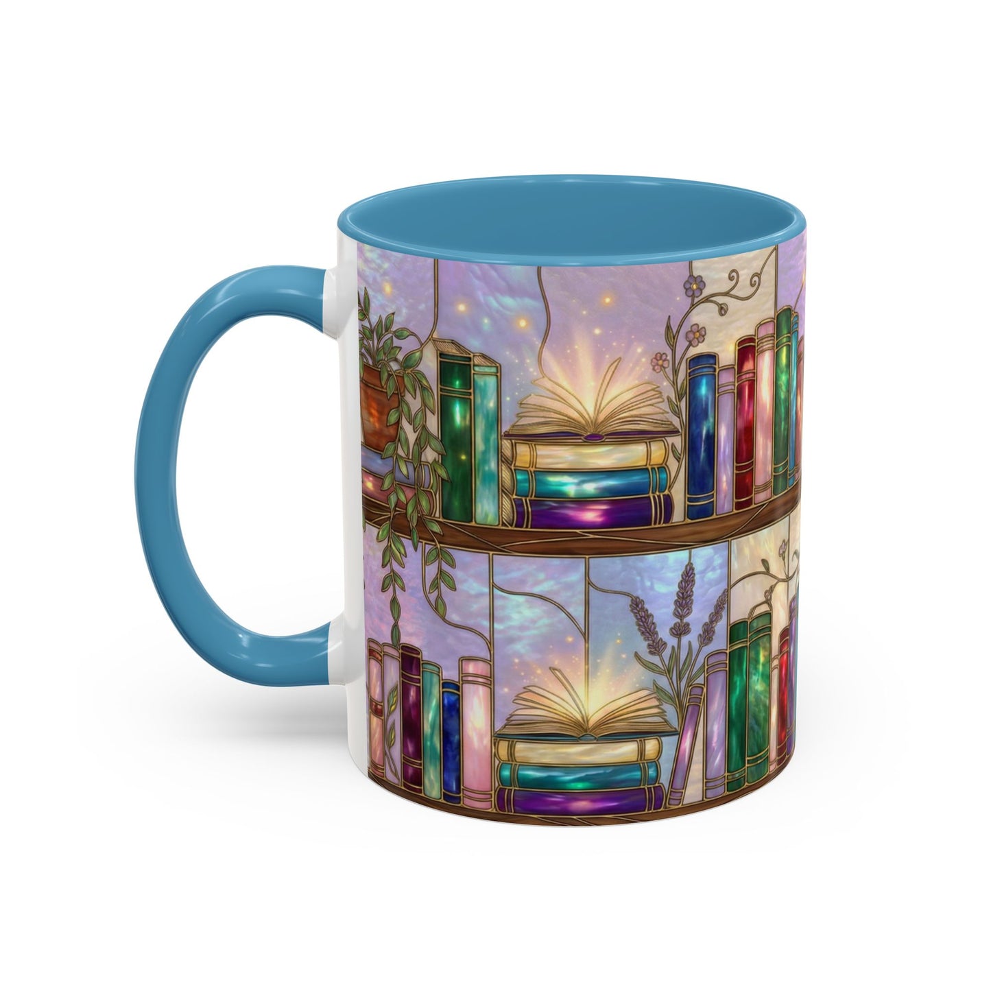 Magic Book Shelf Accent Coffee Mug — Stained Glass Design (11/15 oz) - 14529