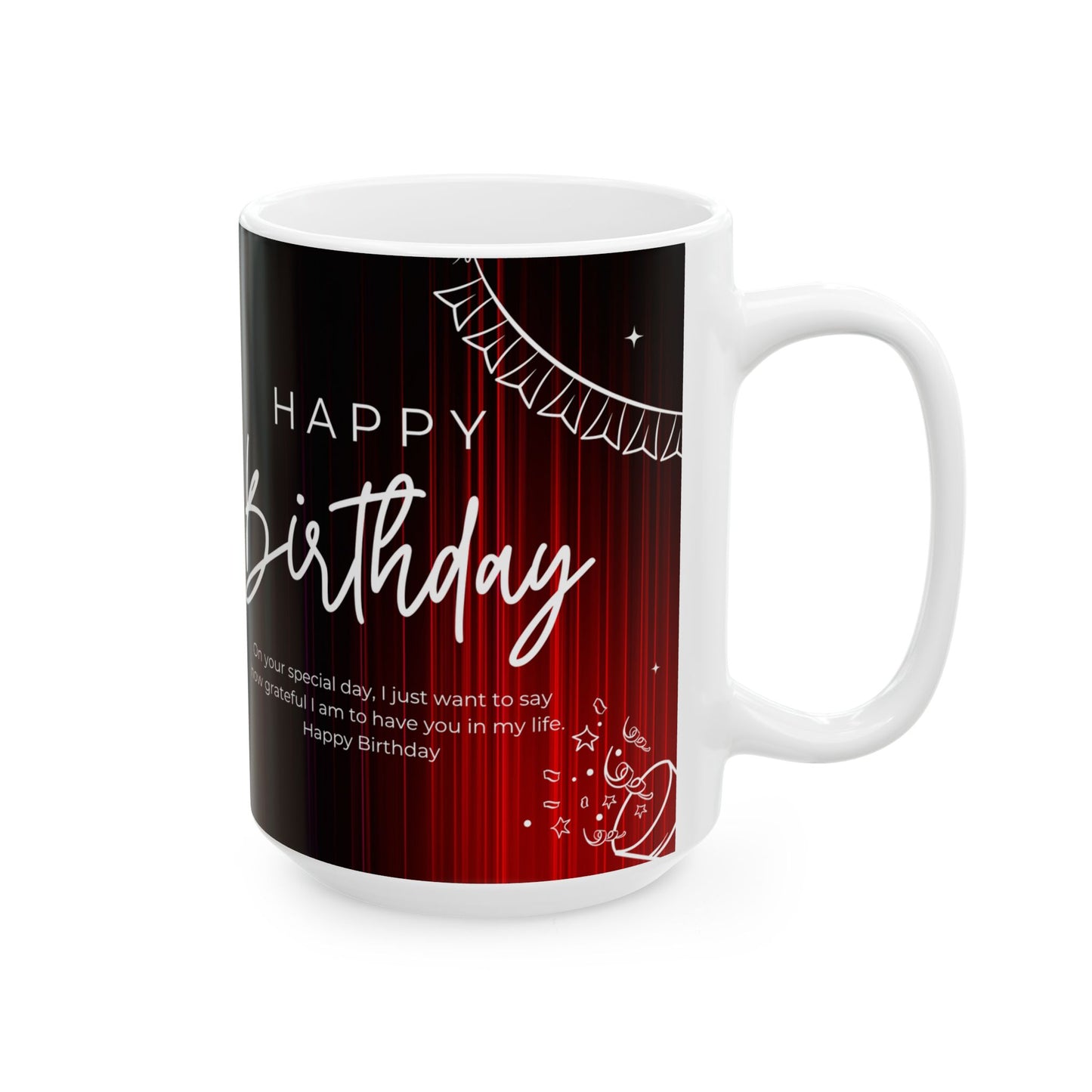 Happy Birthday Ceramic Mug with Custom Photo Frame, Personalized Gift Cup, Birthday Celebration Drinkware - 13994
