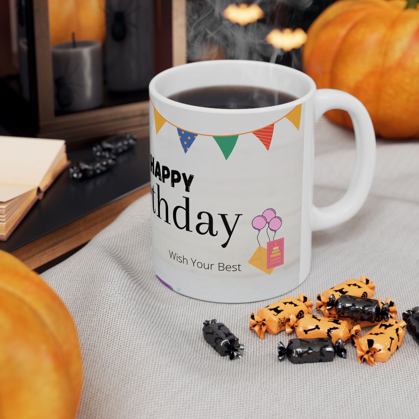 Happy Birthday Ceramic Mug - Celebrate with Style, Gift Mug, Party Favor, Coffee Cup, Personalizable Gift - 13953