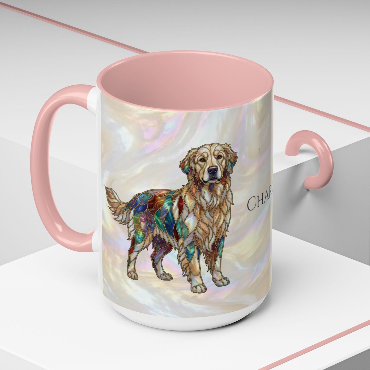 Personalized Golden Retriever Coffee Mug - Stained Glass Design 11/15oz - 14534