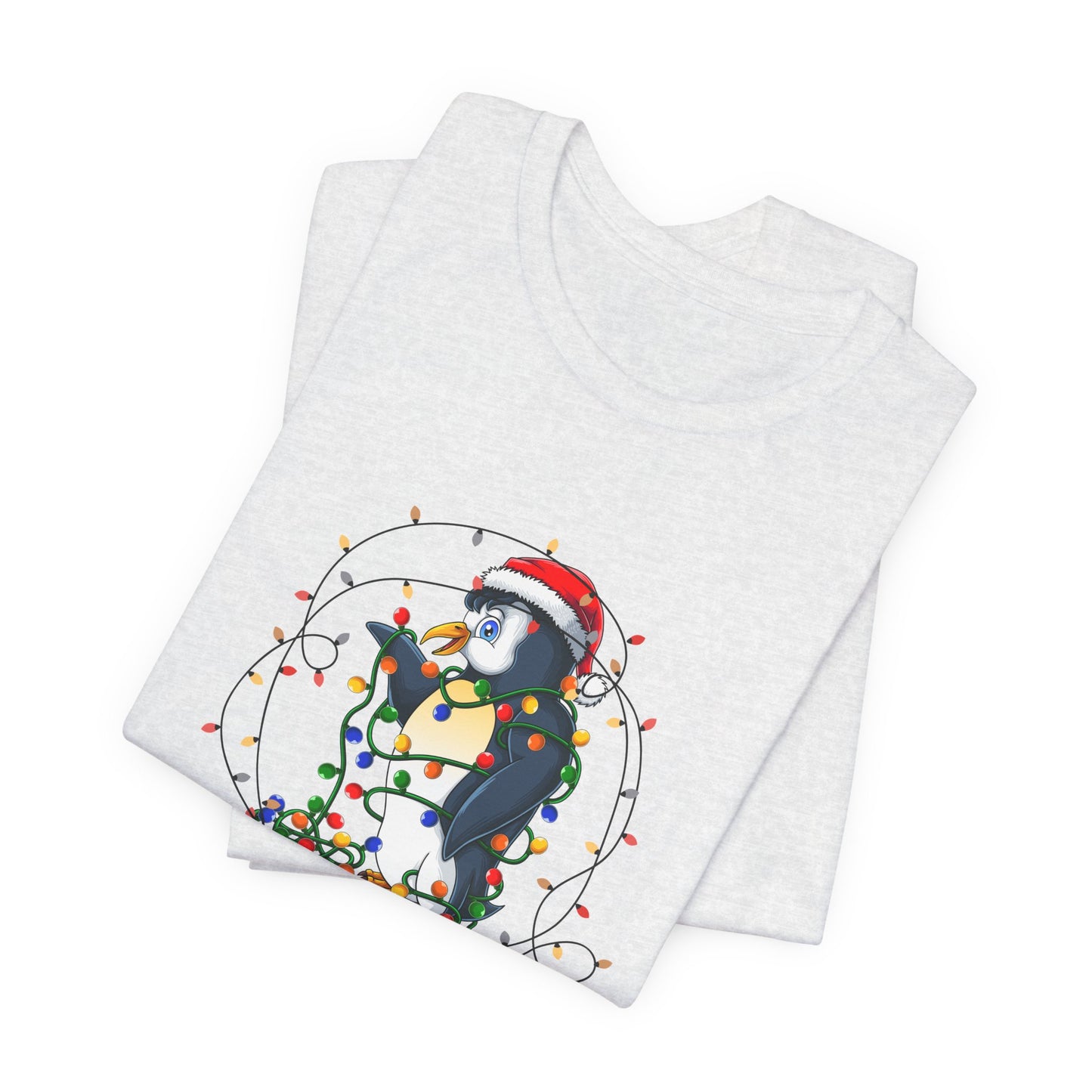 Penguin with Christmas Light - Unisex Jersey Short Sleeve Tee - 10407