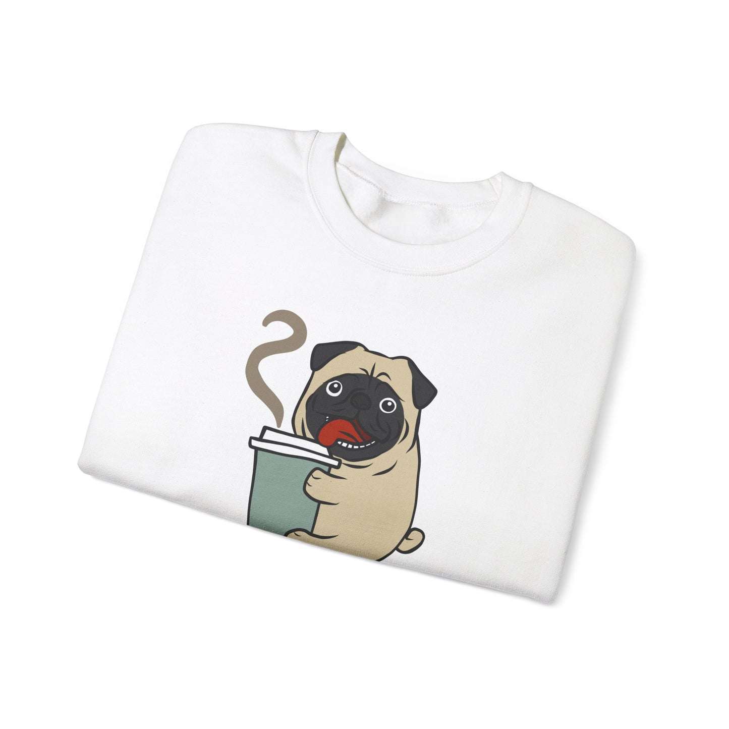 Pug, Coffee is Why I Got Out of Bed This Morning - Unisex Heavy Blend™ Crewneck Sweatshirt - 11317