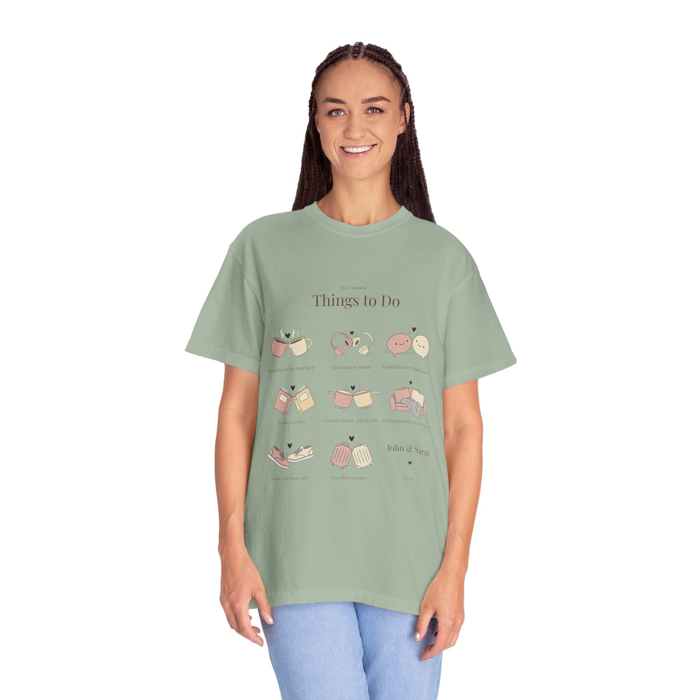 Our Favourite Things to Do Together – Personalised Valentine’s Illustration T-Shirt Gift - 14720