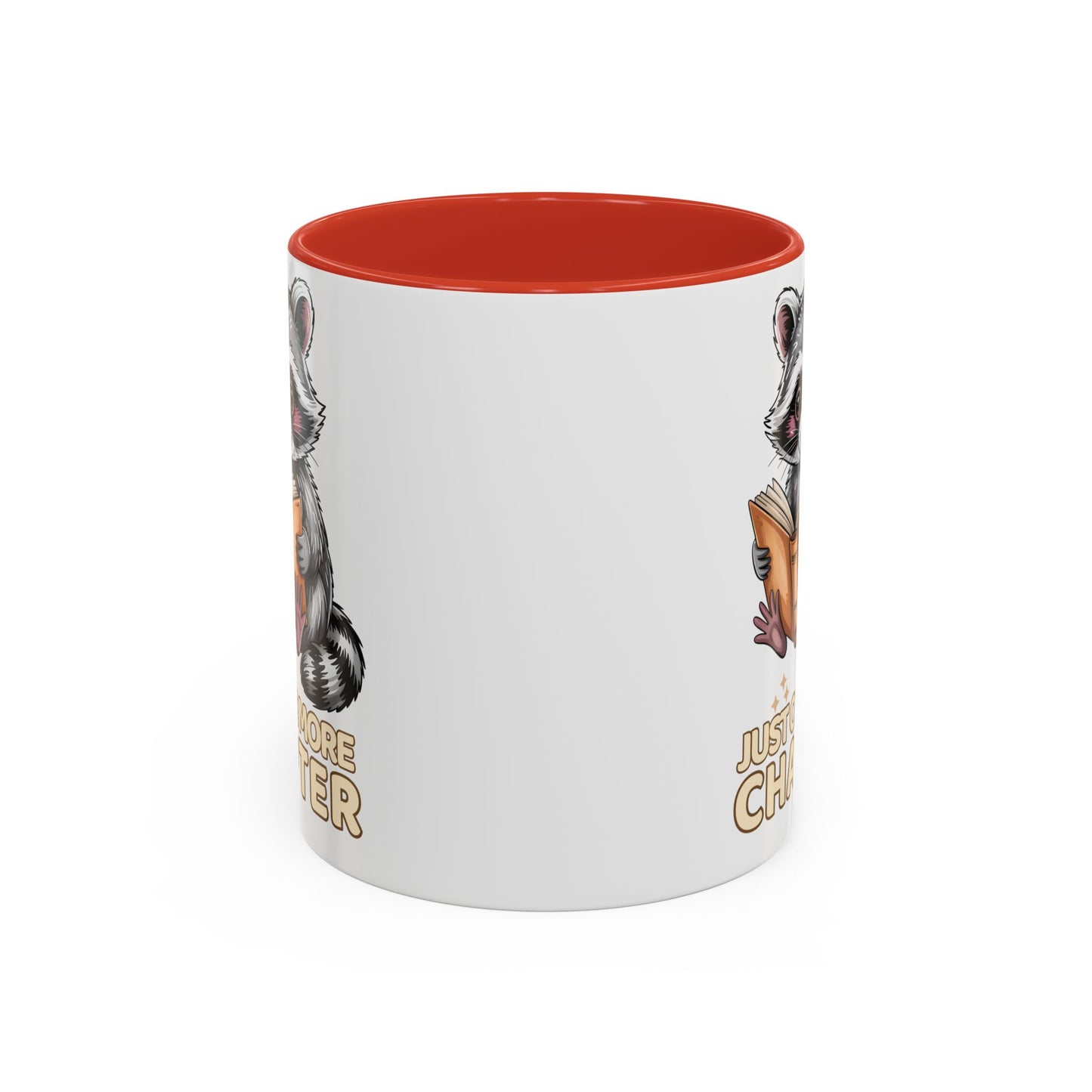 Just One More Chapter Mug – Raccoon Reading Coffee Mug, Book Lover Gift for Teacher or Librarian (11oz / 15oz)- 14792