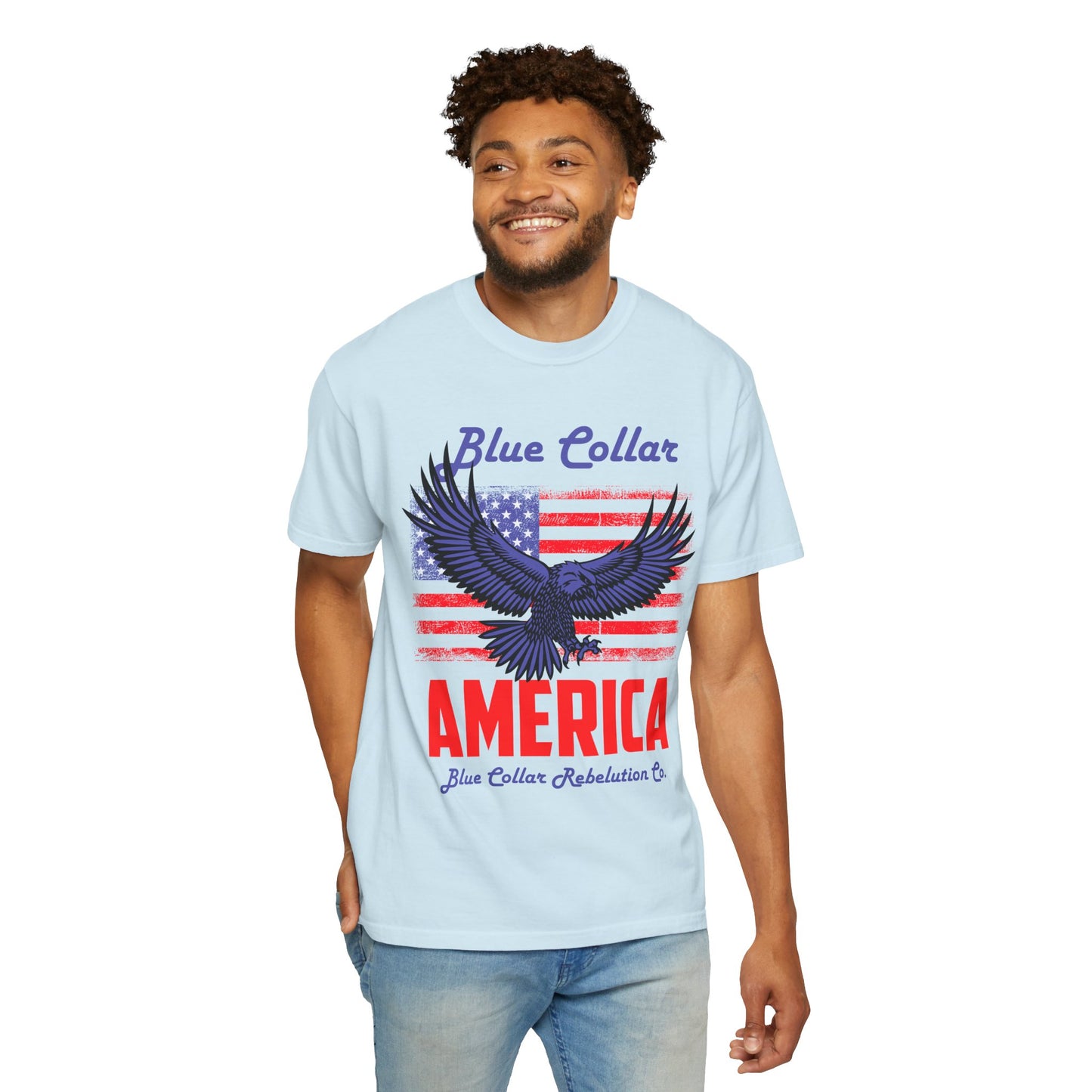 Unisex American Eagle Graphic Tee - Perfect for Patriotic Events, Casual Wear, 4th of July Gatherings, Gifts for Blue Collar Workers - 13695