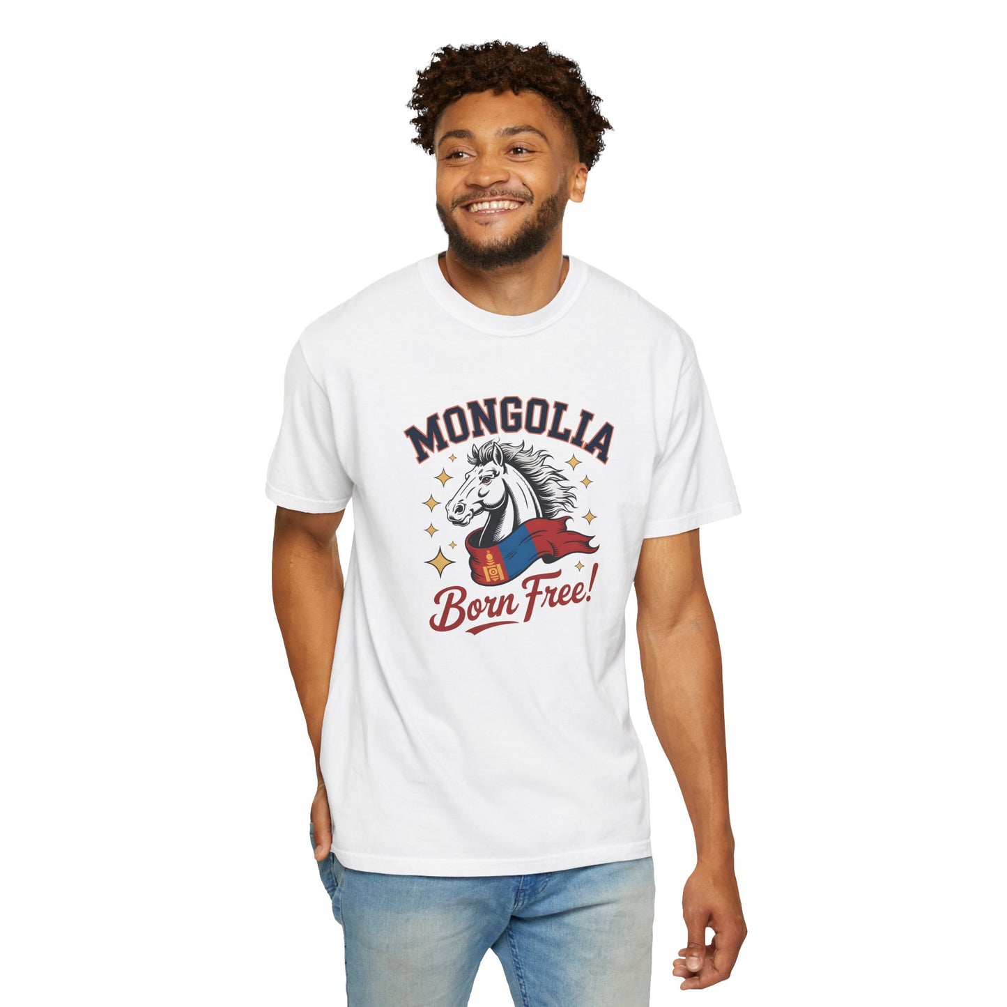 Born Free Mongolia Horse T-Shirt – Patriotic Mongolian Pride Graphic Tee for Men & Women - 14805