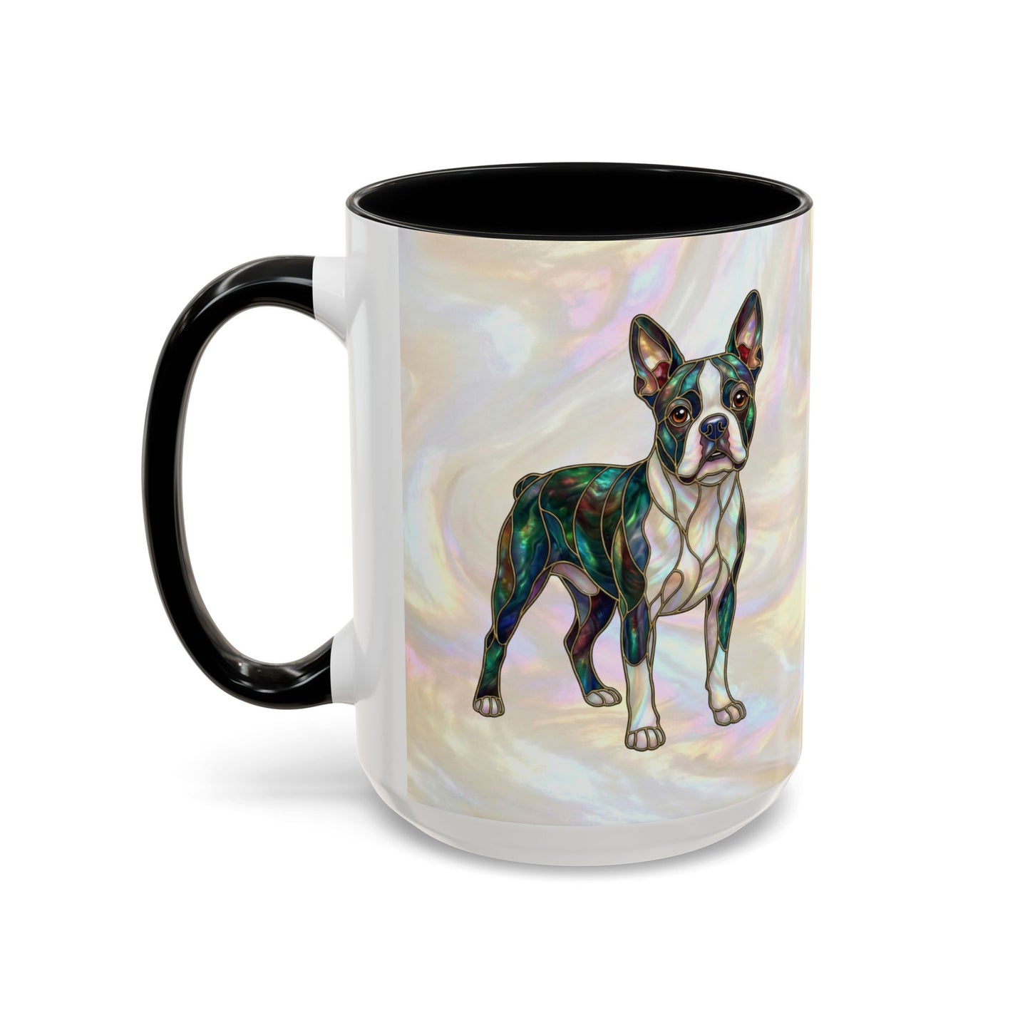 Boston Terrier Accent Coffee Mug — Stained Glass Design (11/15 oz) - 14620