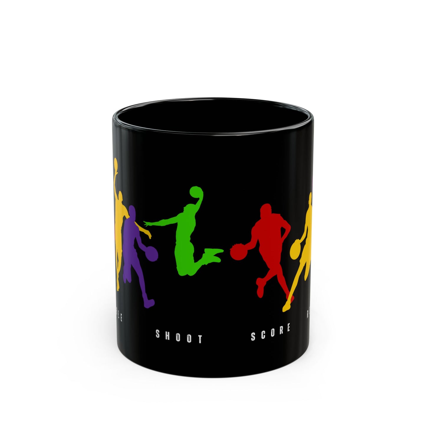 Dribble, Shoot, Score & Repeat, Basketball -  Black Mug (11oz, 15oz) - 10300