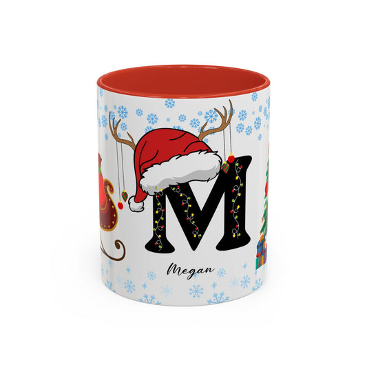 Christmas Letter M for Megan, Customizable - Accent Coffee Mug (11, 15oz)