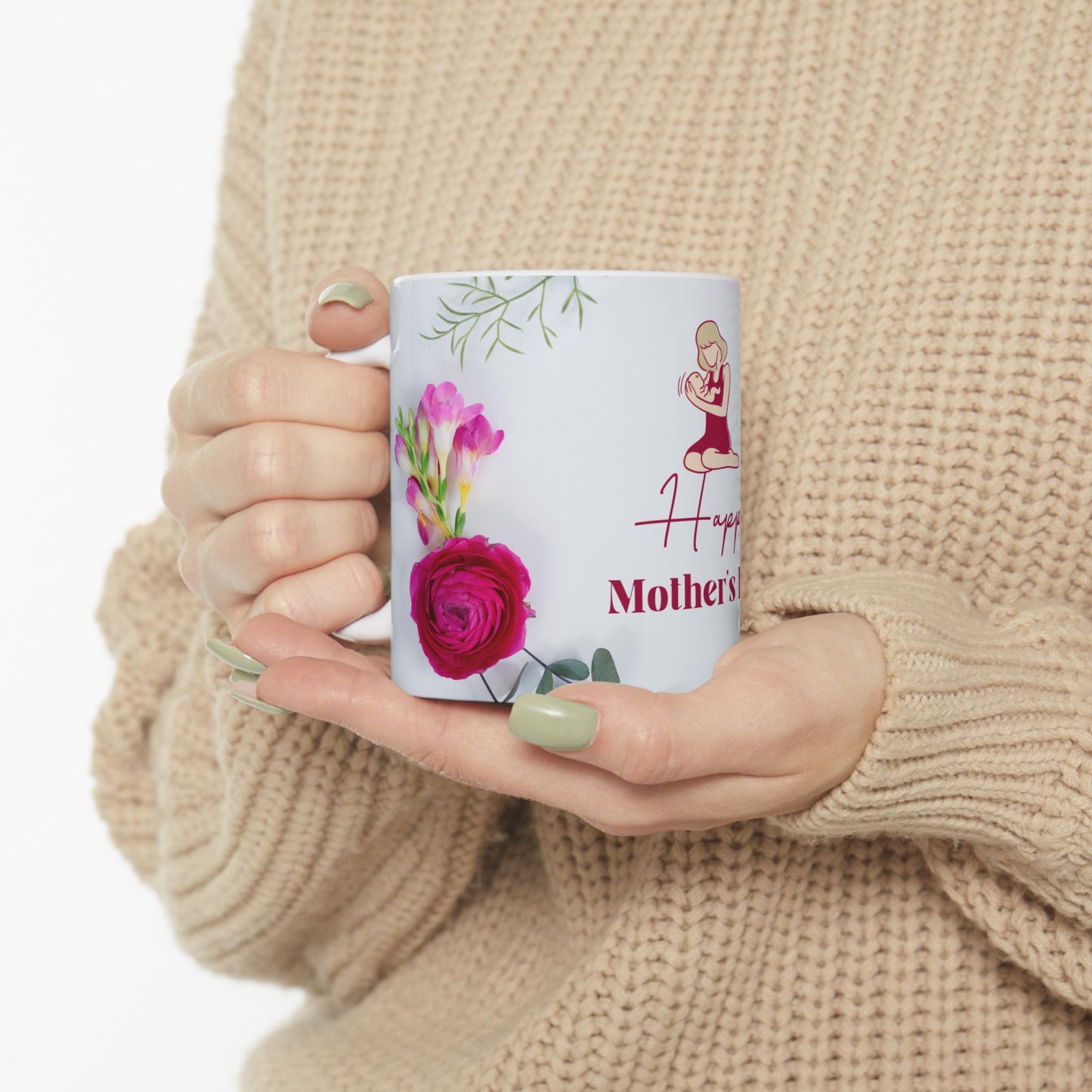 Happy Mother's Day Floral Ceramic Mug - Perfect Gift for Moms - 12278