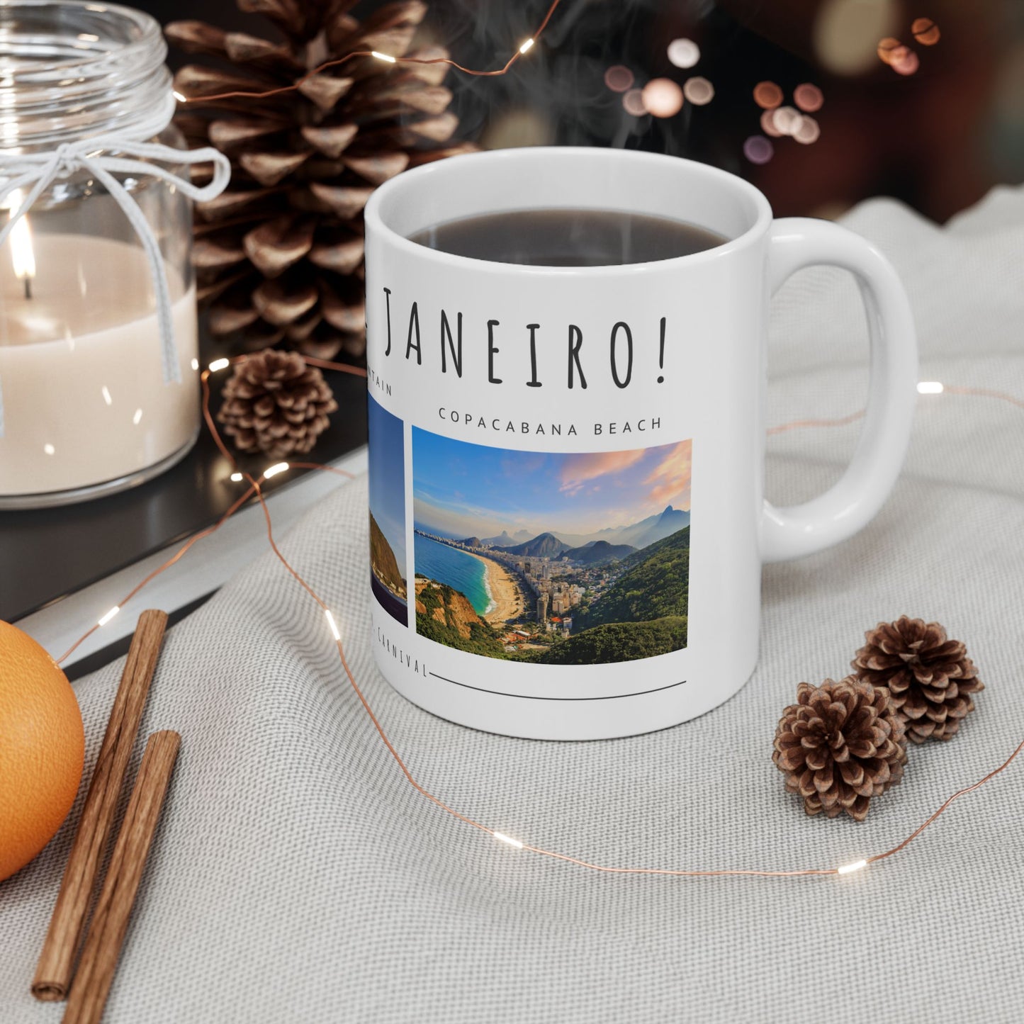 Hello Rio de Janeiro, Ceramic Mug - Explore Iconic Landmarks, Perfect Gift for Travelers & Adventurers - 12010