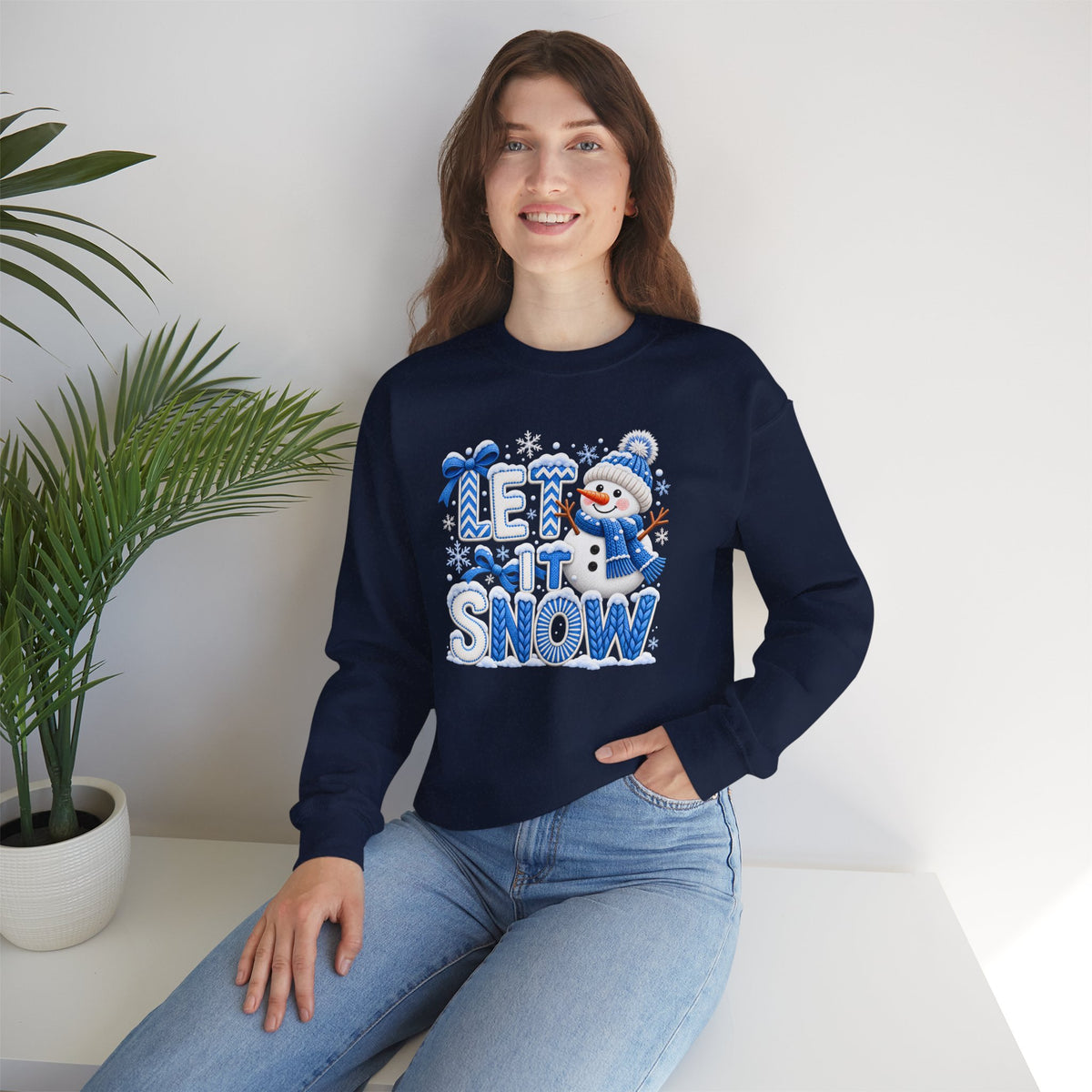 Let It Snow Sweatshirt,  Cute Snowman Winter Christmas Crewneck - 14545