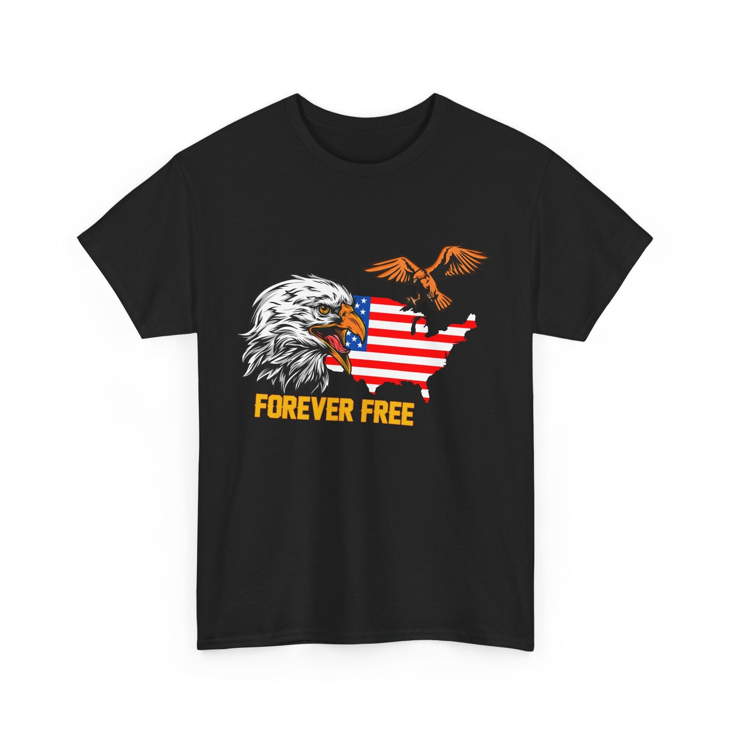 Unisex Heavy Cotton Tee with "Forever Free" Design - Perfect for Patriotic Events, July 4th Celebrations, Gifts, Summer Wear, Casual Outfits - 13692