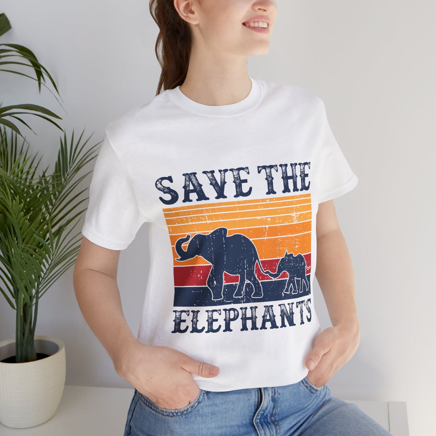 Vegan: Save The Elephants - Unisex Jersey Short Sleeve Tee