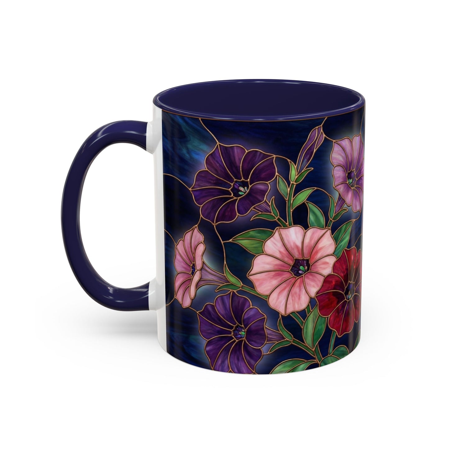 Petunia Floral Accent Coffee Mug – Stained-Glass  Design (11/15oz) - 14581