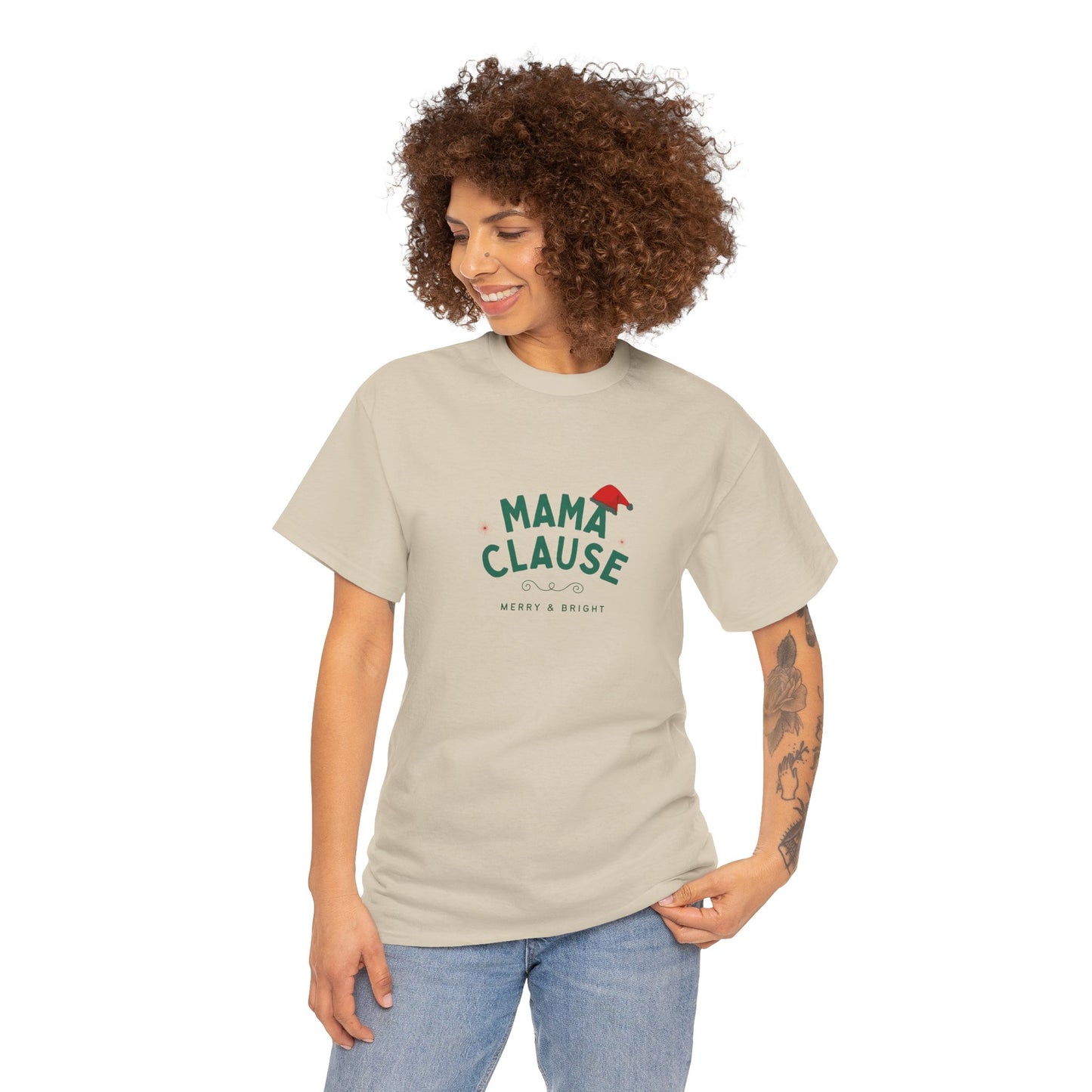 Mama Clause, Merry & Bright - Unisex Heavy Cotton Tee - 10493