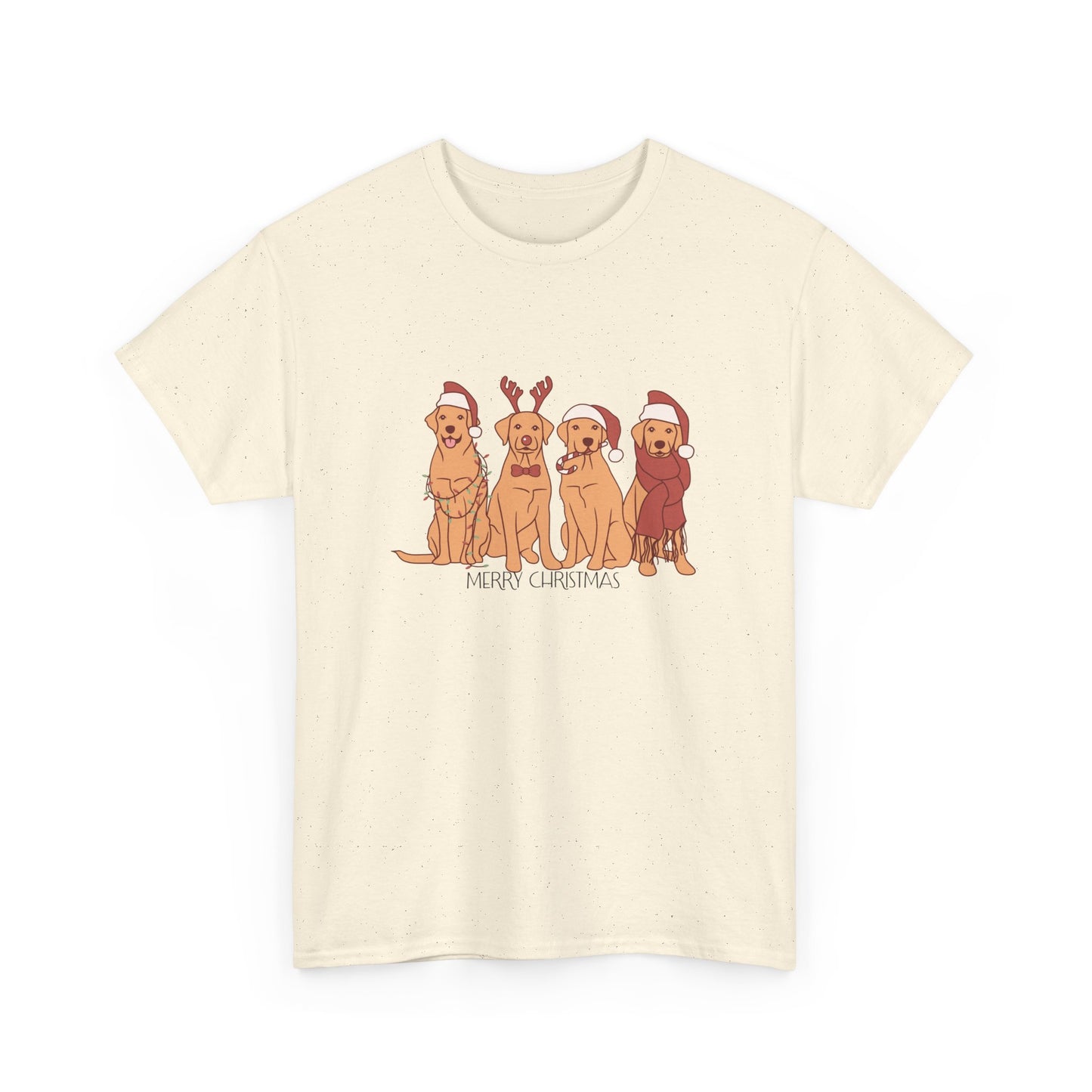 Golden Retrievers, Merry Christmas - Unisex Heavy Cotton Tee - 10282