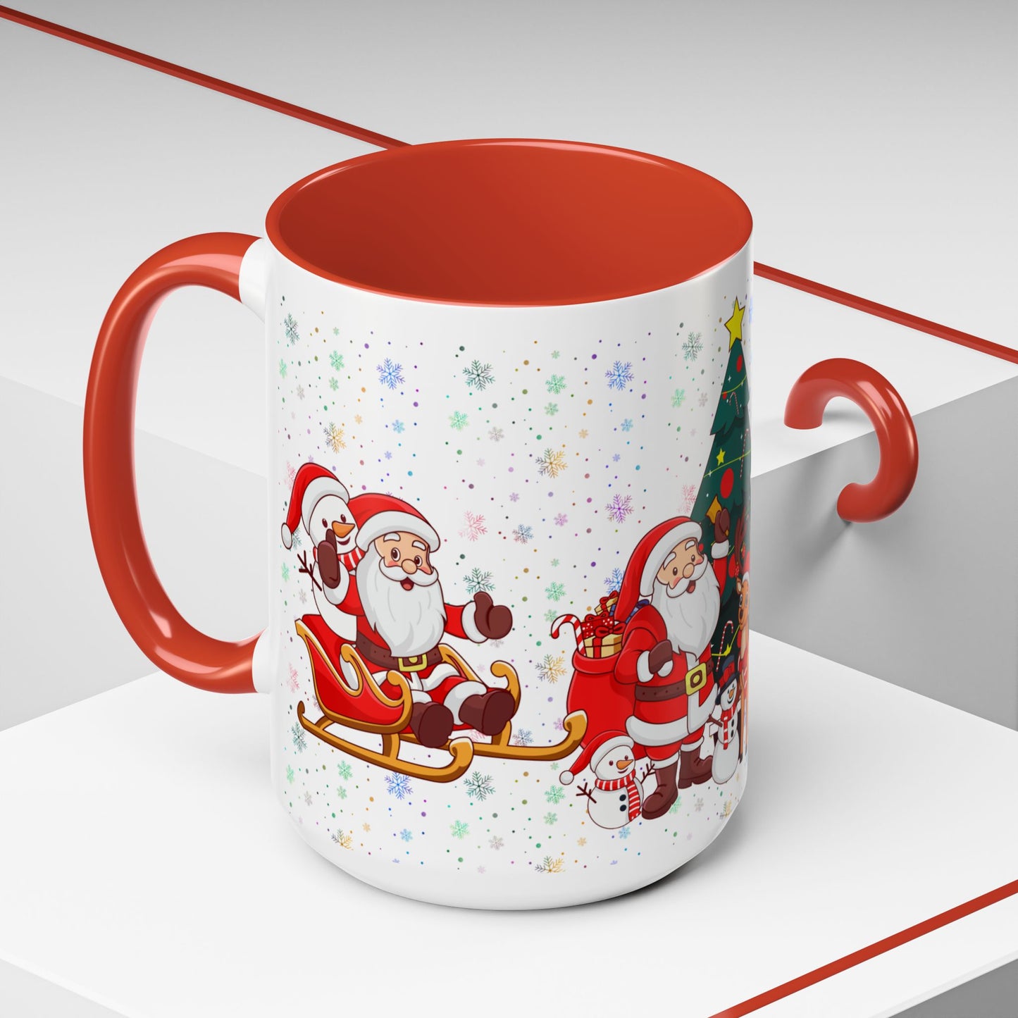 Christmas Party, Santa, Snowman & Reindeer - Accent Coffee Mug (11, 15oz) - 10427