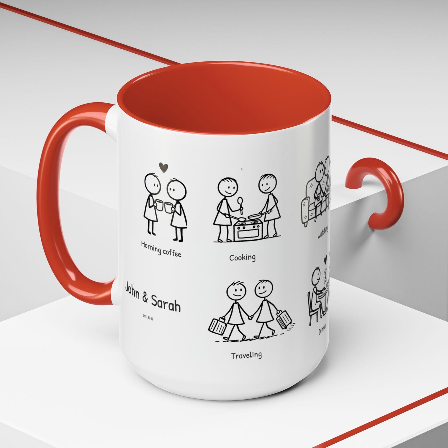 Our Favorite Things to Do Valentine’s Mug – Cozy Couples Illustrated Accent Coffee Mug - 14705