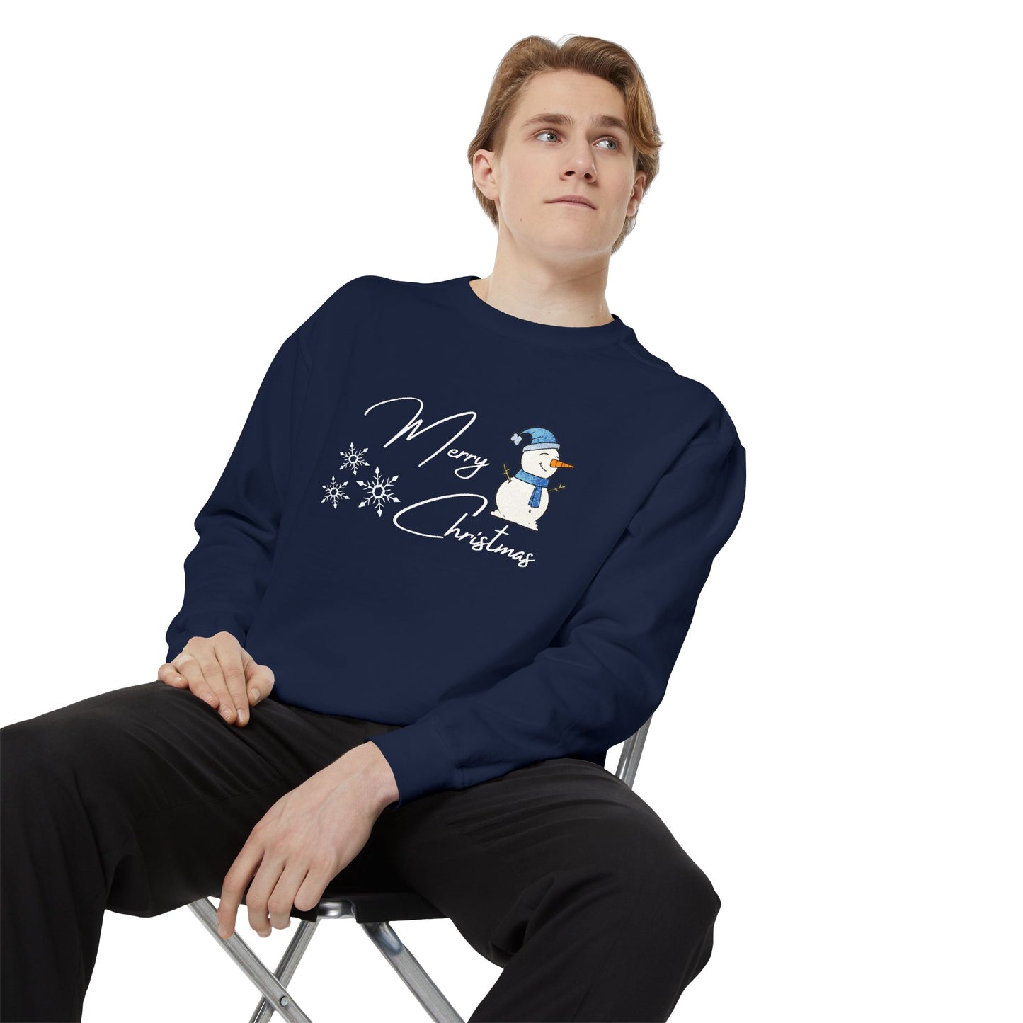 Snowman, Merry Christmas - Unisex Garment-Dyed Sweatshirt - 10176