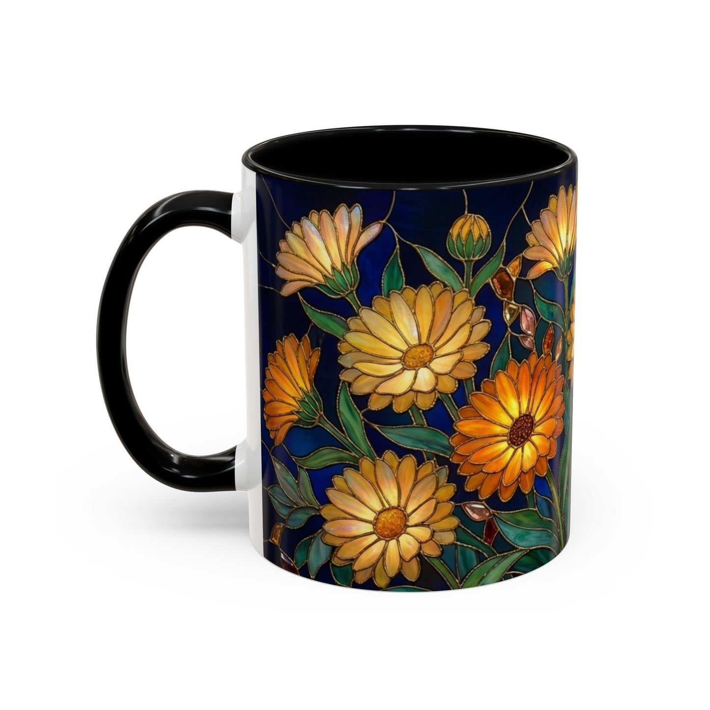 Calendula Accent Coffee Mug — Stained Glass Design (11/15oz) - 14549
