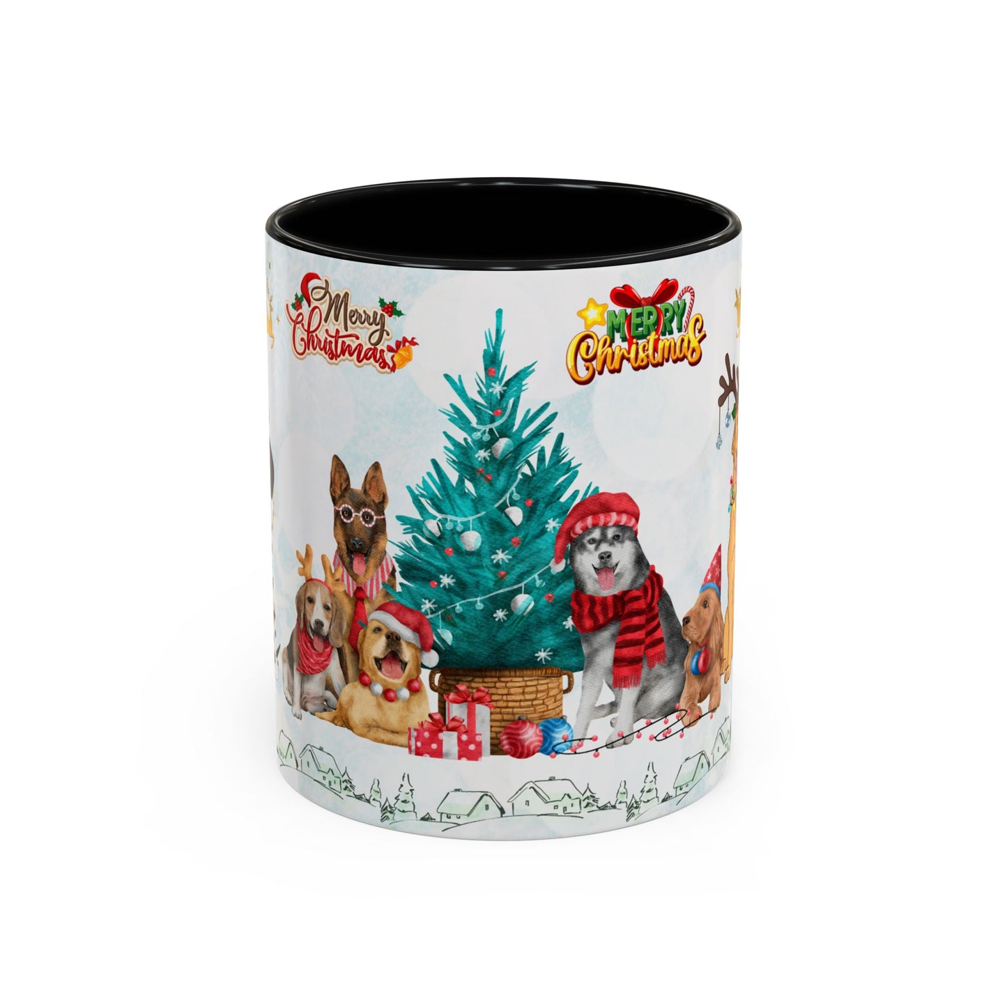 Merry Christmas Dogs - Accent Coffee Mug (11, 15oz)