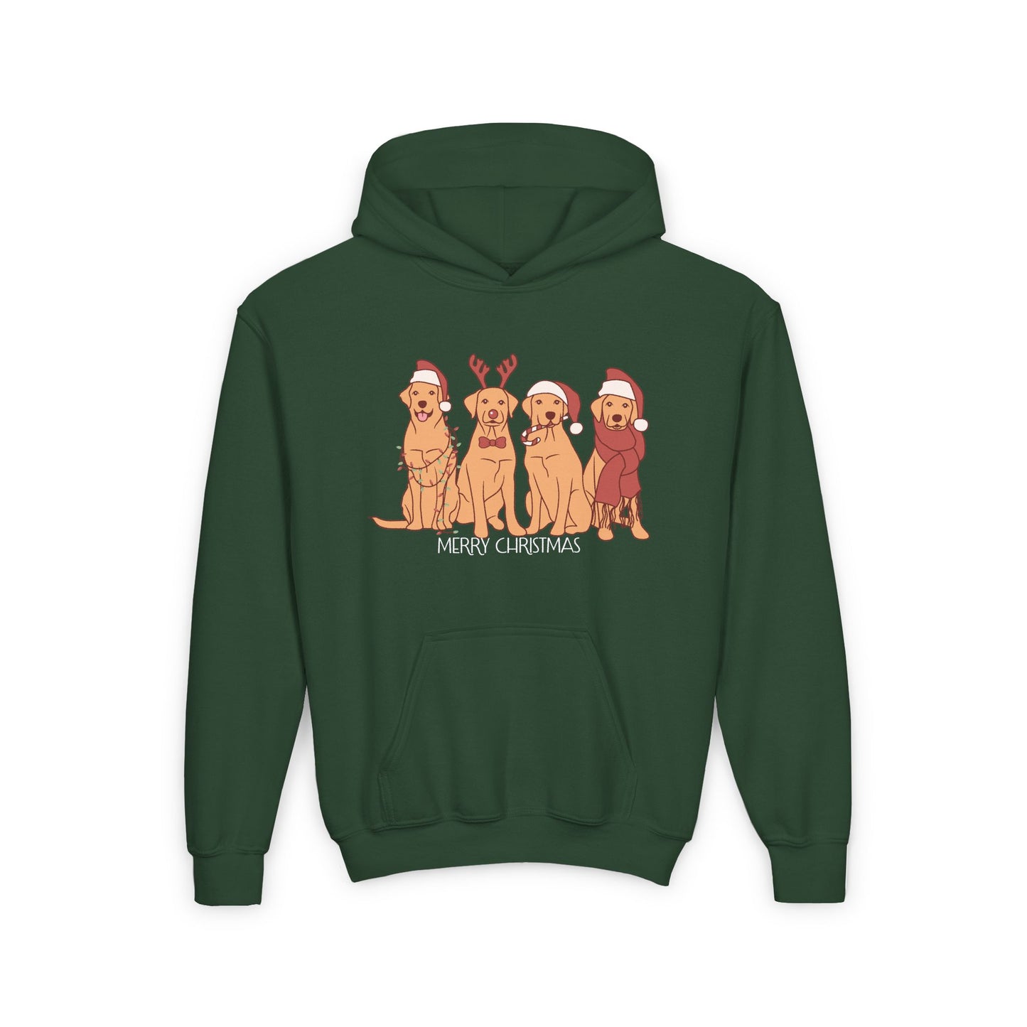 Dogs, Merry Christmas - Youth Heavy Blend Hooded Sweatshirt - 10271